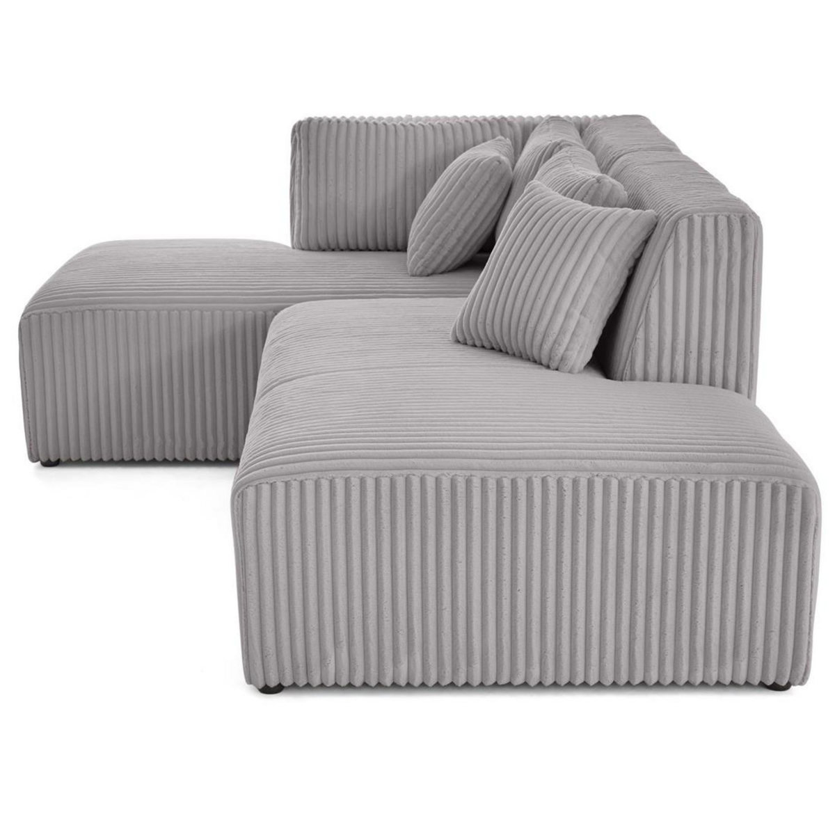 LISA DESIGN Victoire - canapé modulable d'angle gauche 4 places en velours côtelé grosses côtes