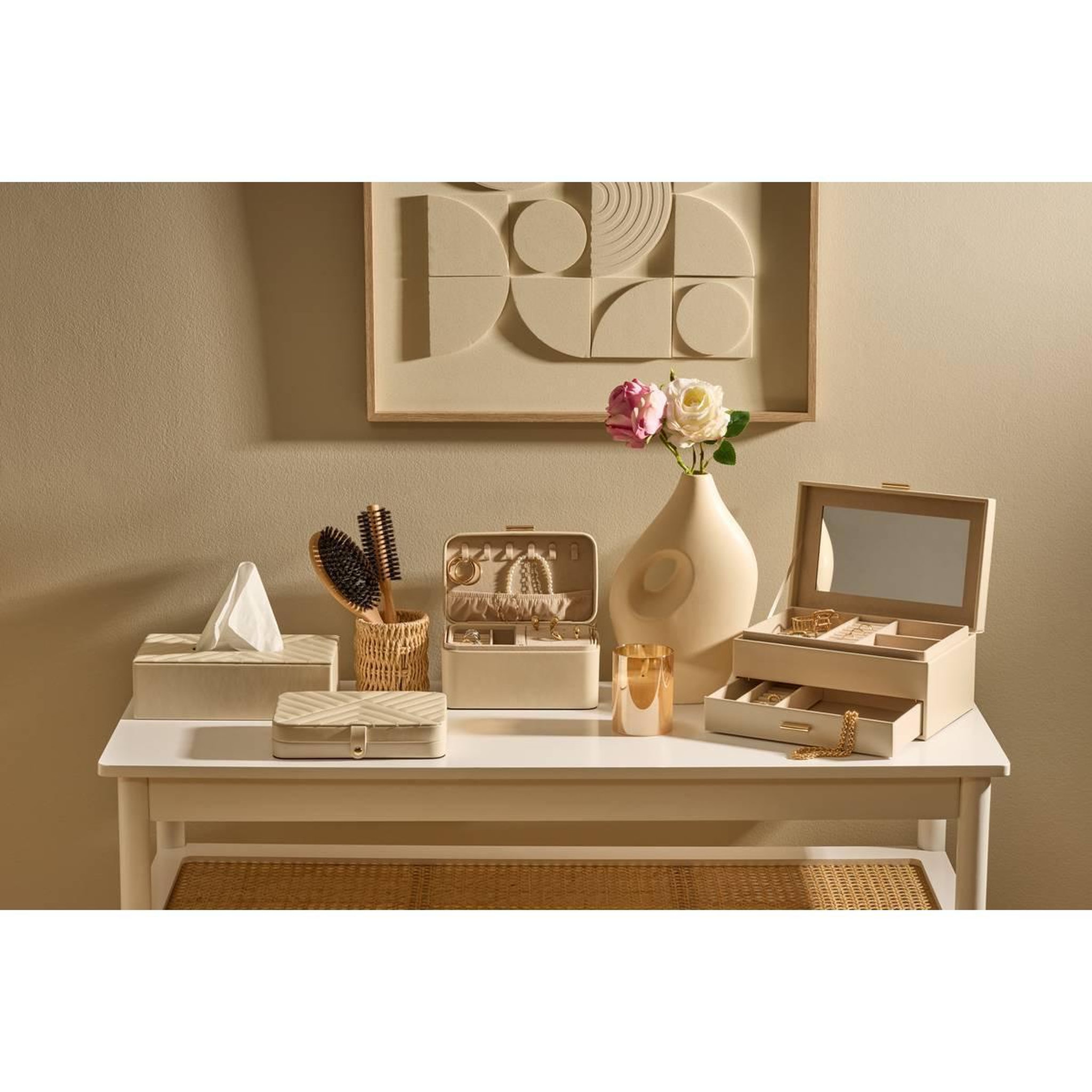 Voir la diapositive 3 : ATMOSPHERA Boîte à mouchoirs déco  natty  25cm blanc