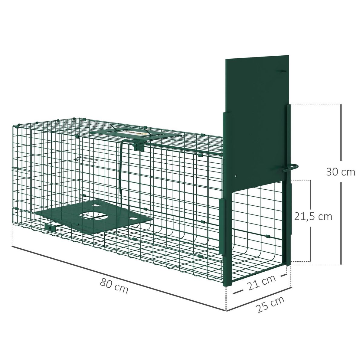 OUTSUNNY Piège de capture pour petits animaux type lapin rat - entrée, poignée - dim. 80L x 25l x 30H cm - acier vert