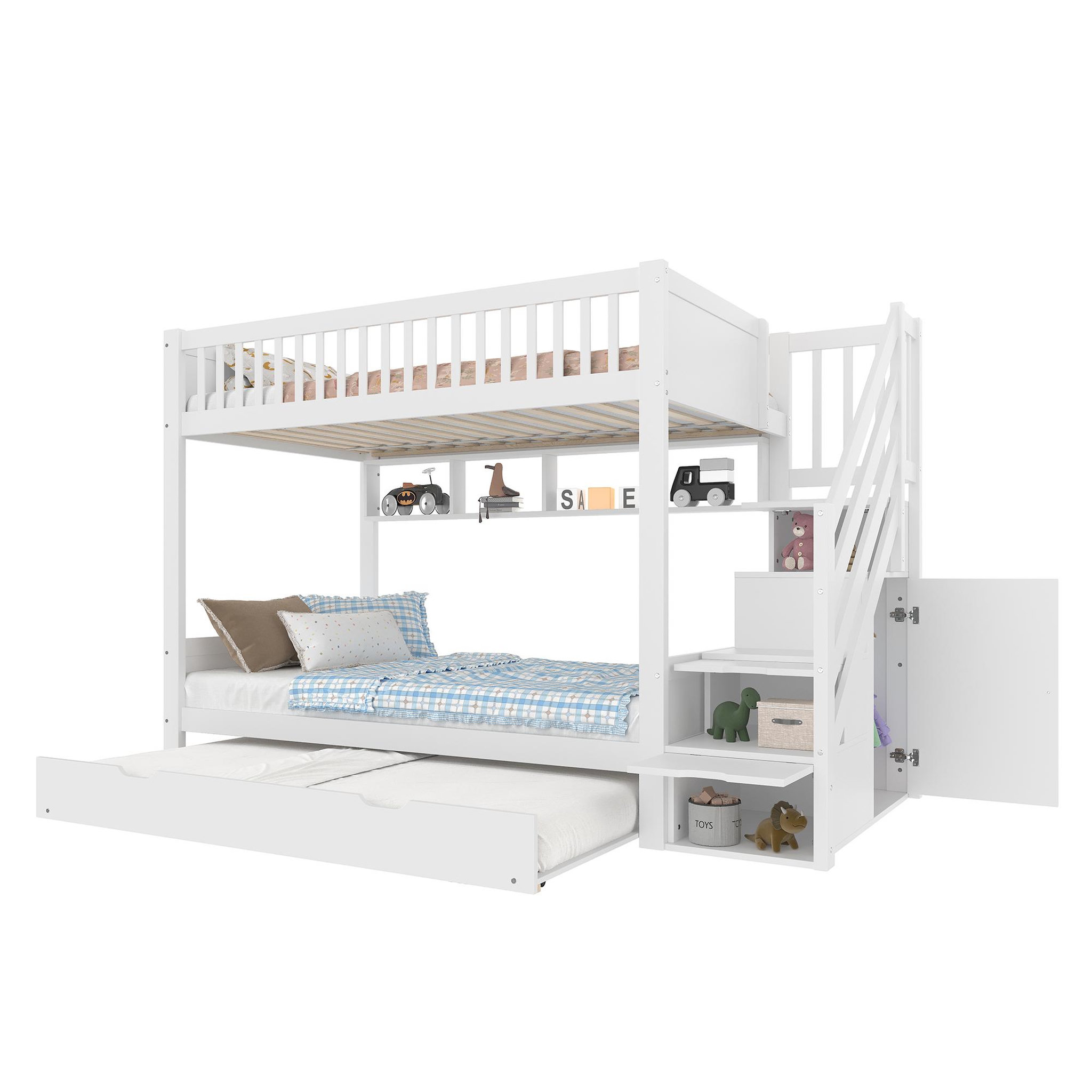 MERAX Lit superposé 90x200cm pin coloris blanc