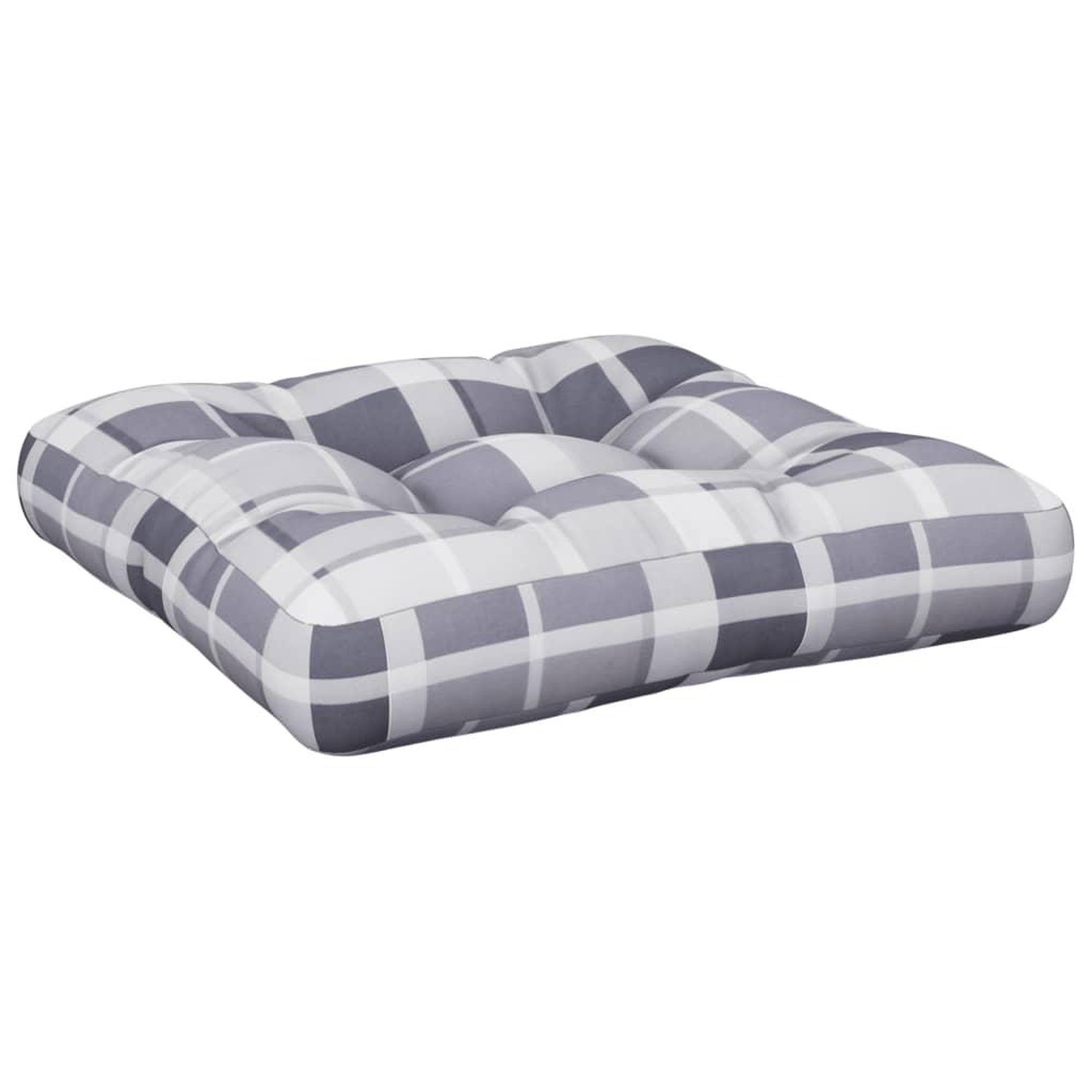 Voir la diapositive 2 : VIDAXL Coussin de palette motif a carreaux gris 50x50x12 cm tissu