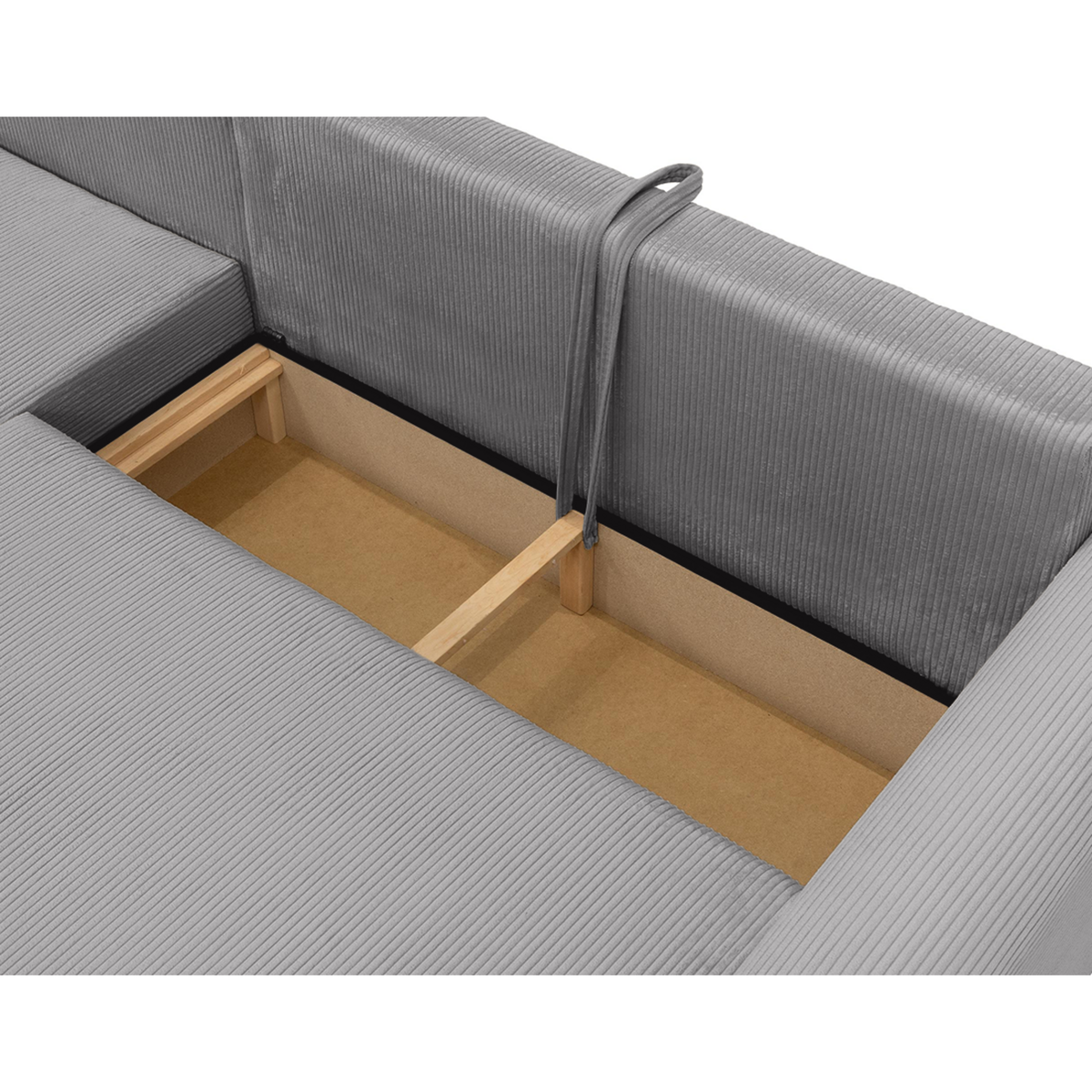 BEST MOBILIER Rosalie - canapé d'angle réversible 4 places convertible avec coffre en velours côtelé