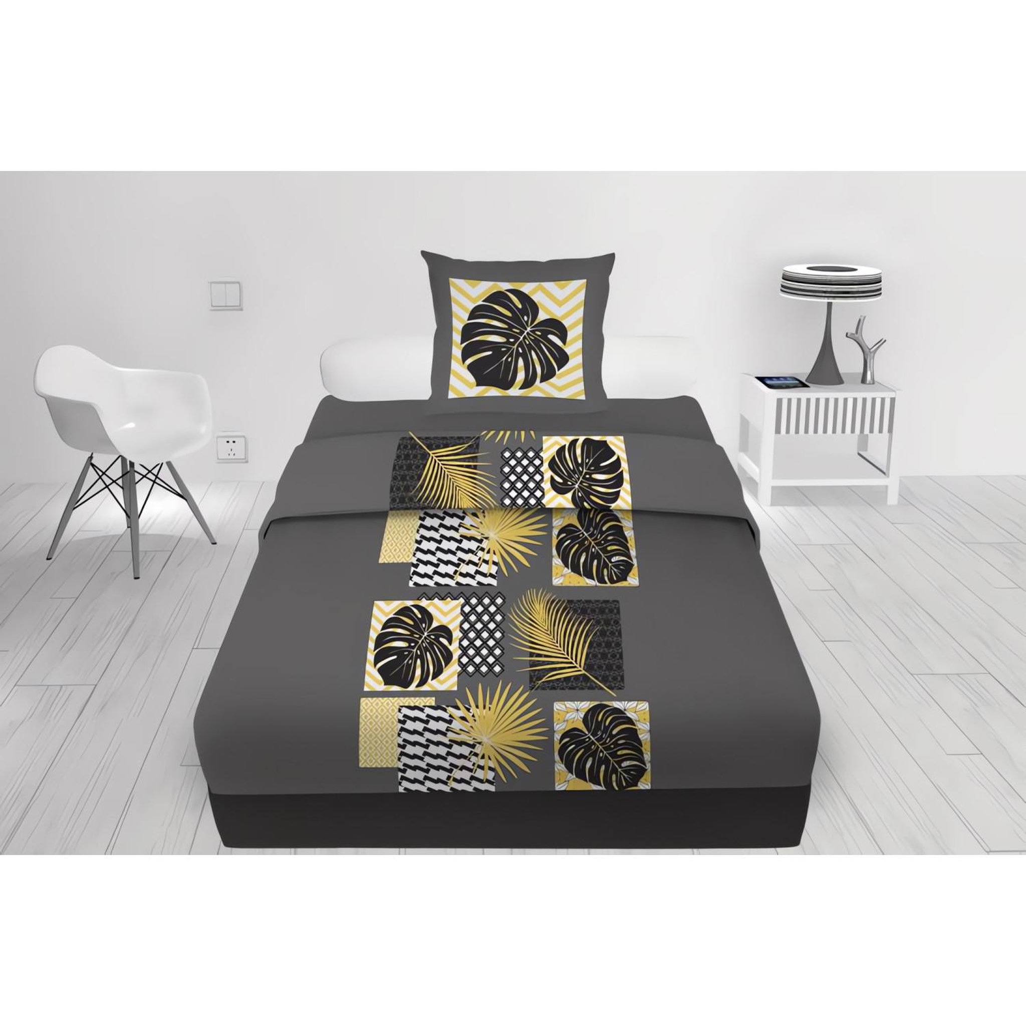 Voir la diapositive 2 : SOLEIL D'OCRE Parure de draps en coton PALMERA, par Soleil d'ocre