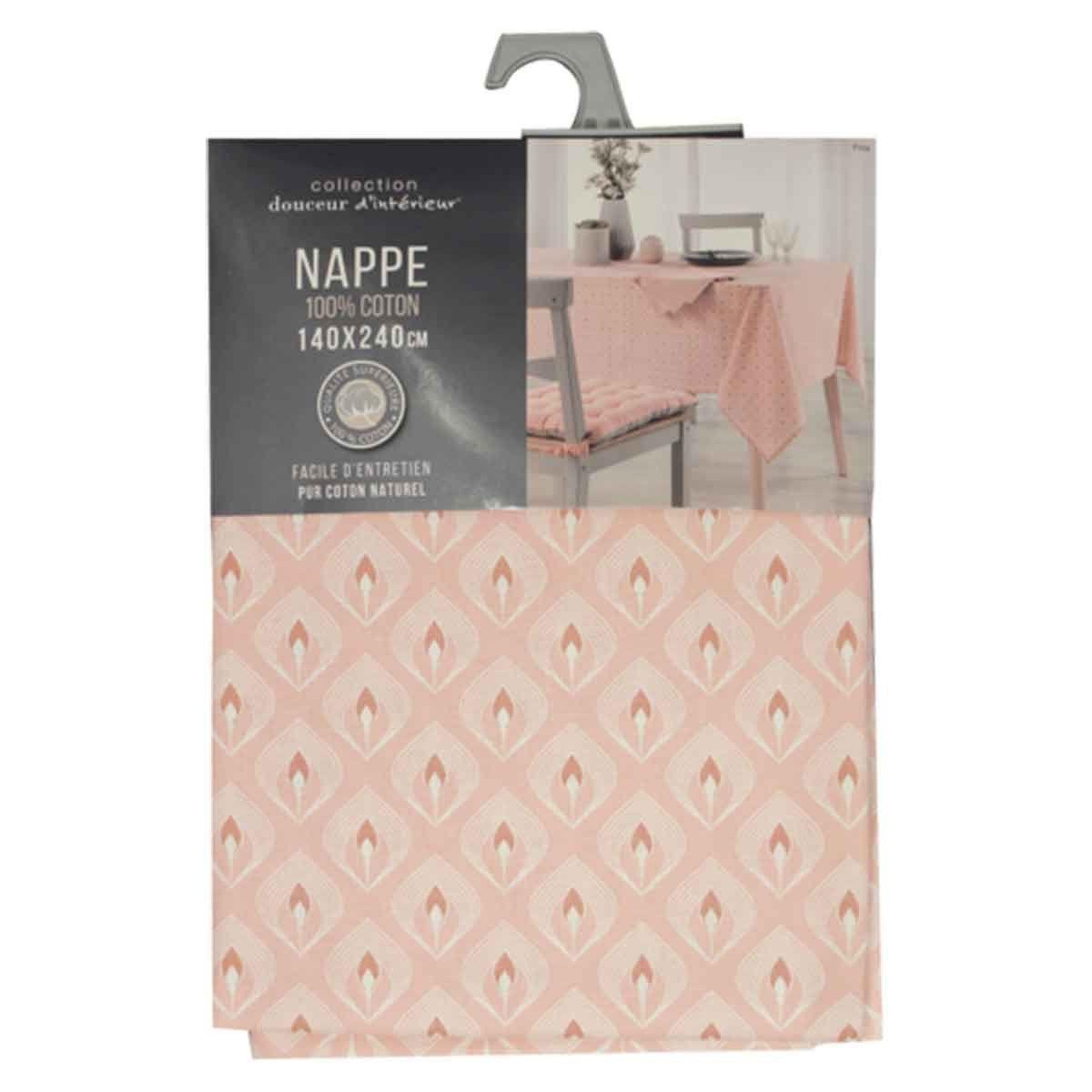Voir la diapositive 2 : Douceur d'Intérieur Nappe imprimée en coton  fina  140x240cm rose
