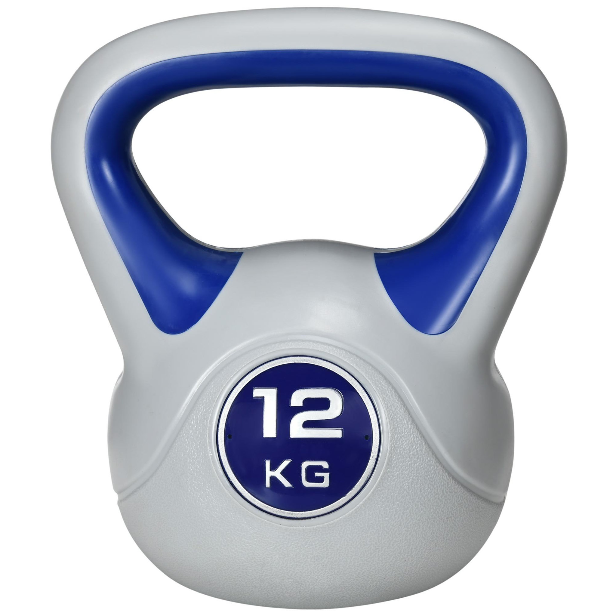 Voir la diapositive 5 : HOMCOM Kettlebell 12 kg - haltère boule - poignée ergonomique - pu gris bleu