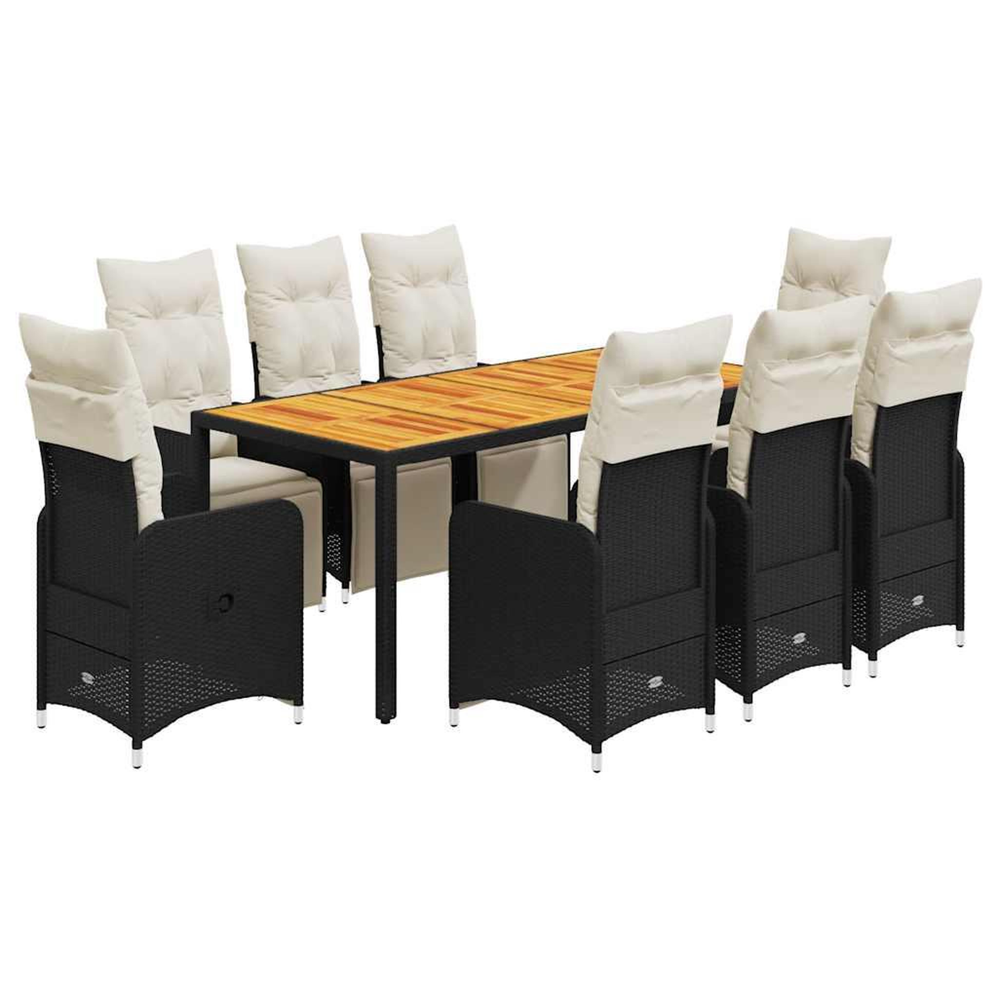 Voir la diapositive 2 : VIDAXL Ensemble de bistro de jardin 9 pcs coussins noir poly rotin