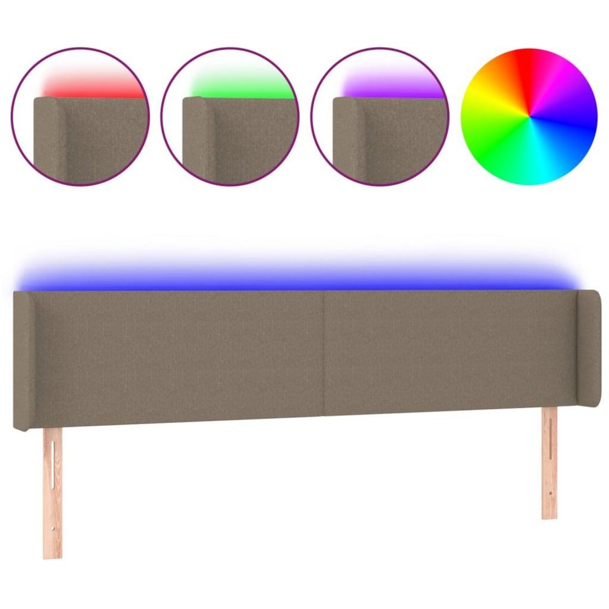 VIDAXL Tete de lit a LED Taupe 203x16x78/88 cm Tissu