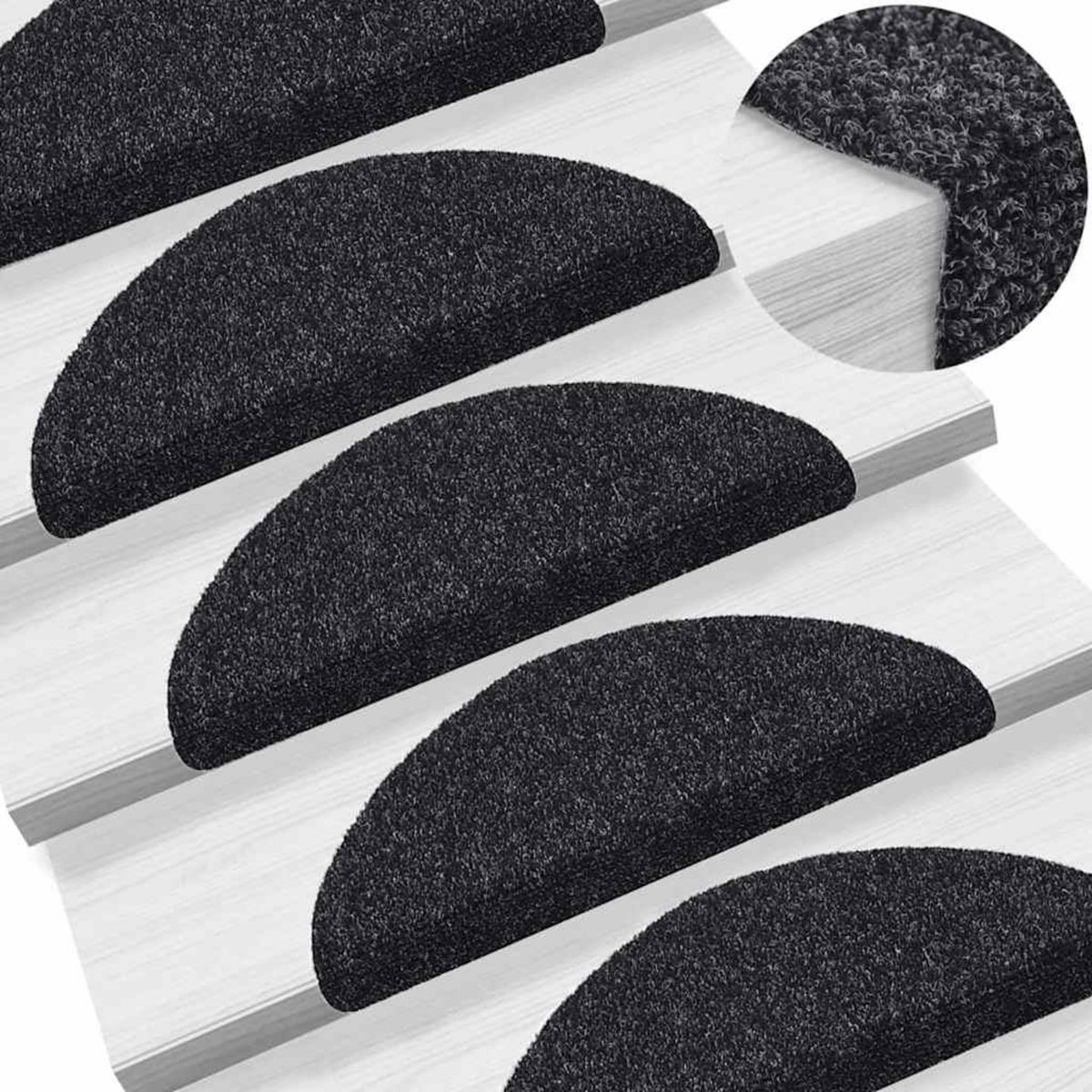VIDAXL Tapis d'escalier auto-adhesifs 30 pcs noir 56x17x3 cm