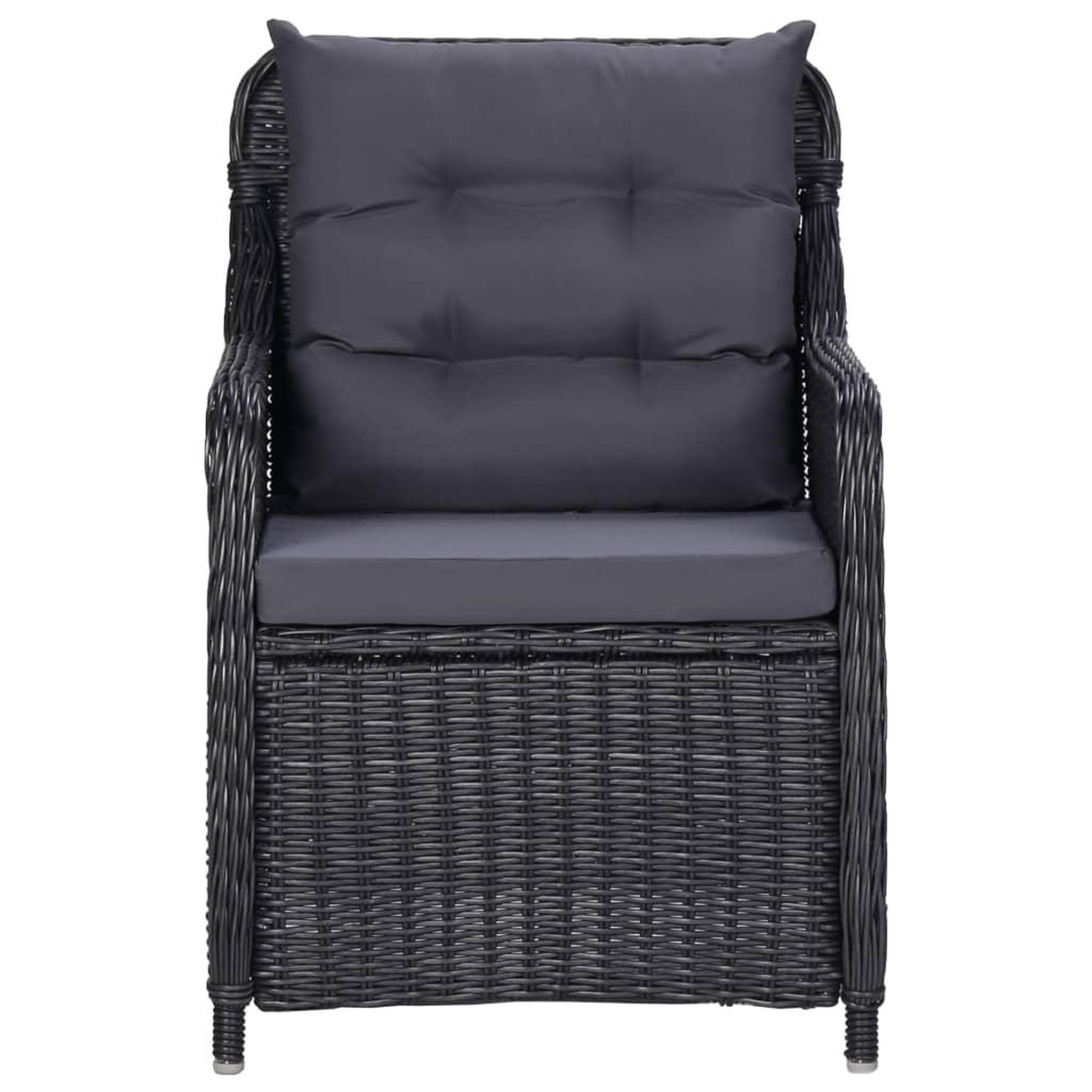 Voir la diapositive 3 : VIDAXL Chaises de jardin lot de 2 avec coussins Resine tressee Noir