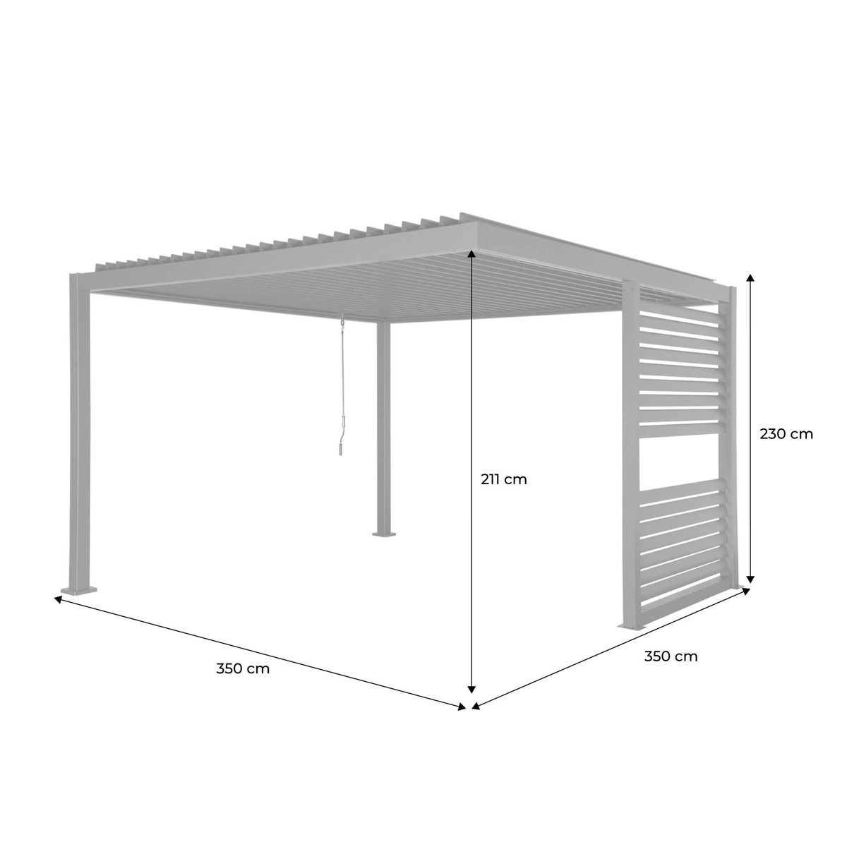 SWEEEK Pergola bioclimatique aluminium et acier anthracite lames orientables avec persienne intégrée 3.5x3.5m Palace