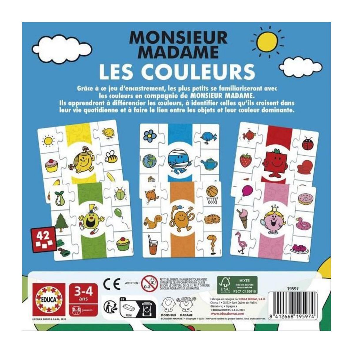 EDUCA Jeu d'apprentissage - EDUCA - Monsieur Madame - Les Couleurs
