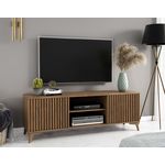 BEST MOBILIER Portmore - meuble tv - effet bois - 2 portes et 2 niches - 150 cm. Coloris disponibles : Marron