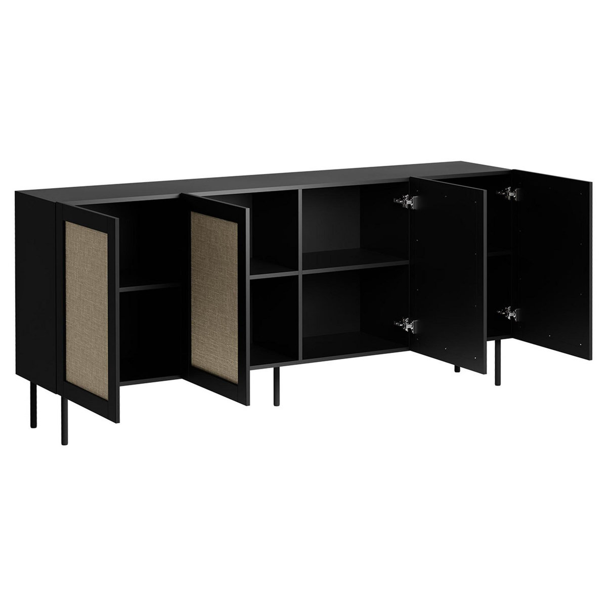 BEST MOBILIER Jose - buffet - bois et jute - 200 cm