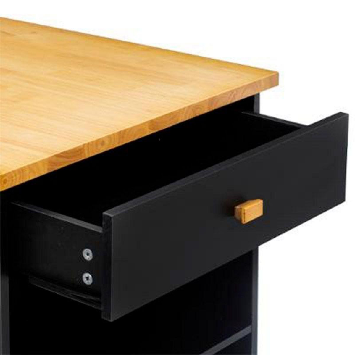  Ilot de Cuisine  Rangement  108cm Naturel & Noir