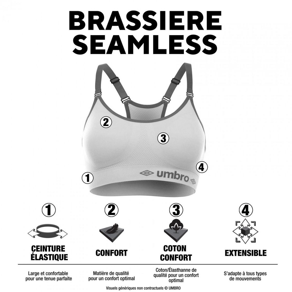 UMBRO Brassière femme sans couture Noir