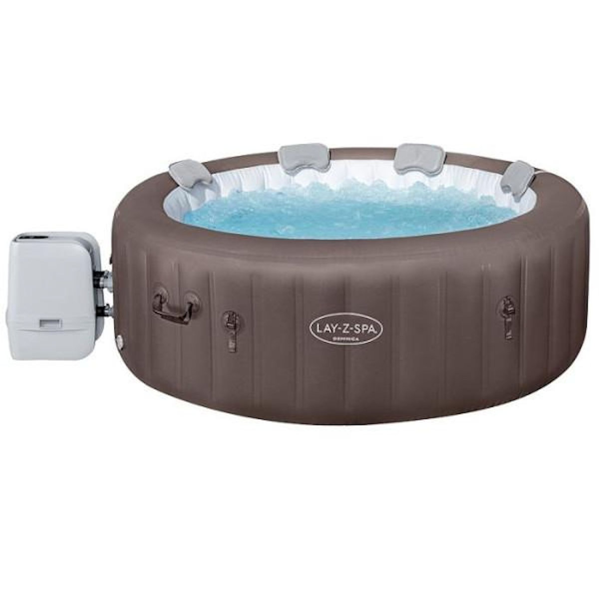 BESTWAY Spa gonflable BESTWAY - Lay-Z-Spa Dominica - 140 airjets - 196 x 71 cm - 4 a 6 places - Rond (couverture, cartouche, 4 appuie-te
