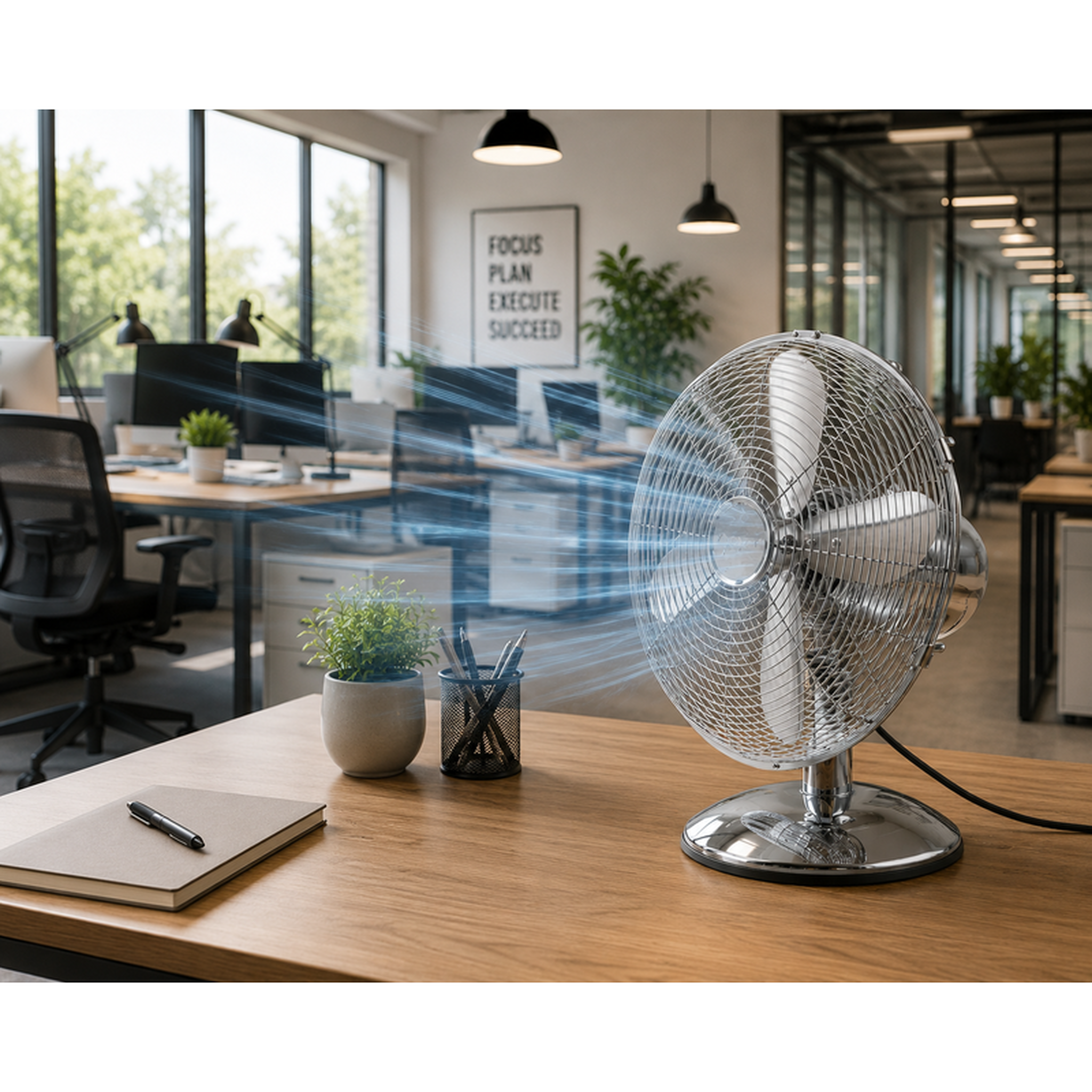 Voir la diapositive 4 : Ventilateur de table en métal 30 cm – inox