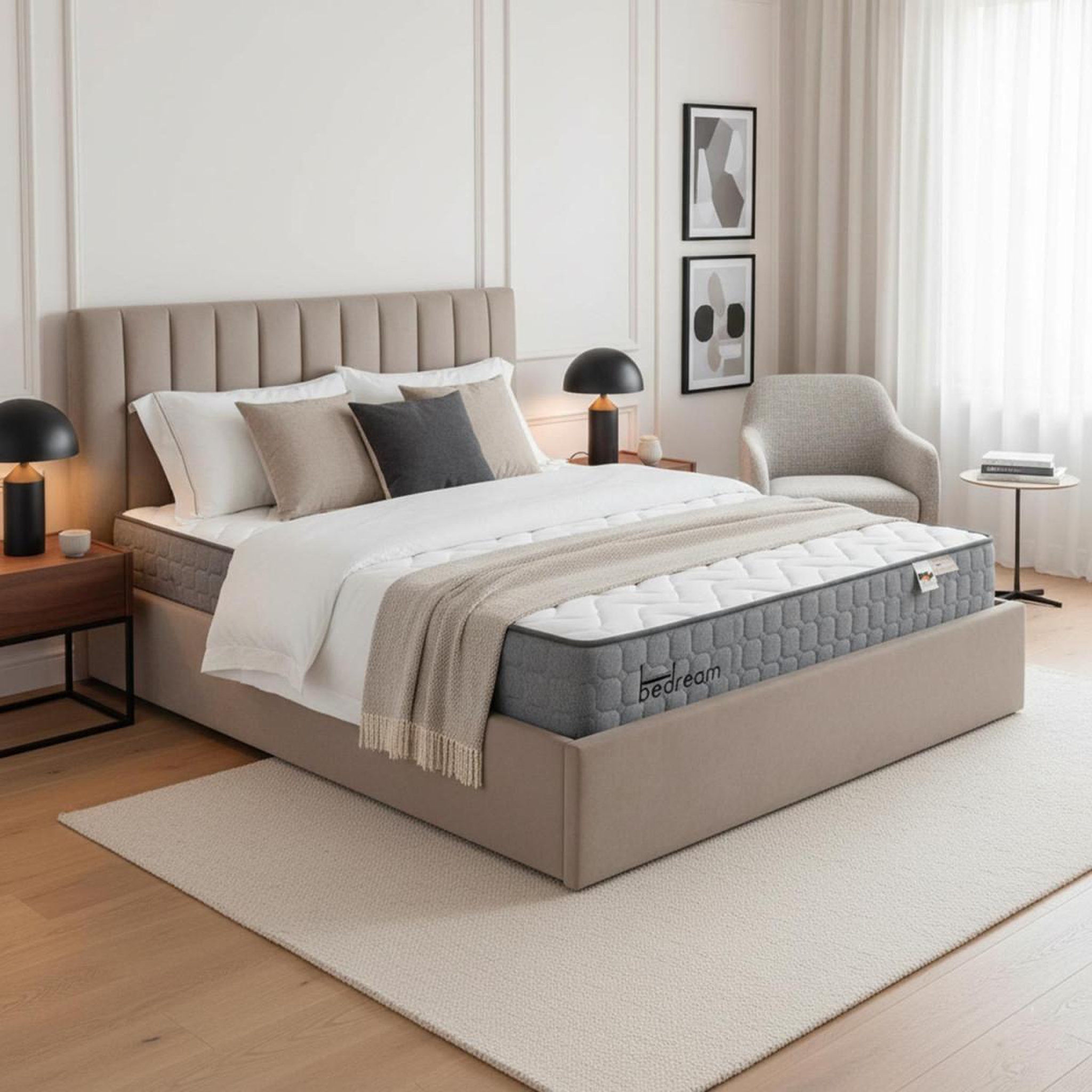 Voir la diapositive 5 : Paris Prix Pack lit coffre& matelas  dream & goodream  180x200cm taupe