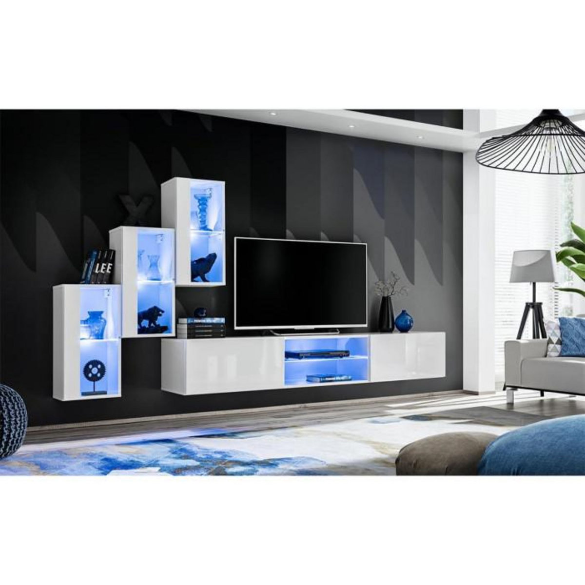 Paris Prix Ensemble Meuble TV Design  Switch XXII  210cm Blanc