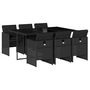 Voir la diapositive 2 : VIDAXL Ensemble a manger de jardin coussins 7pcs Noir Resine tressee