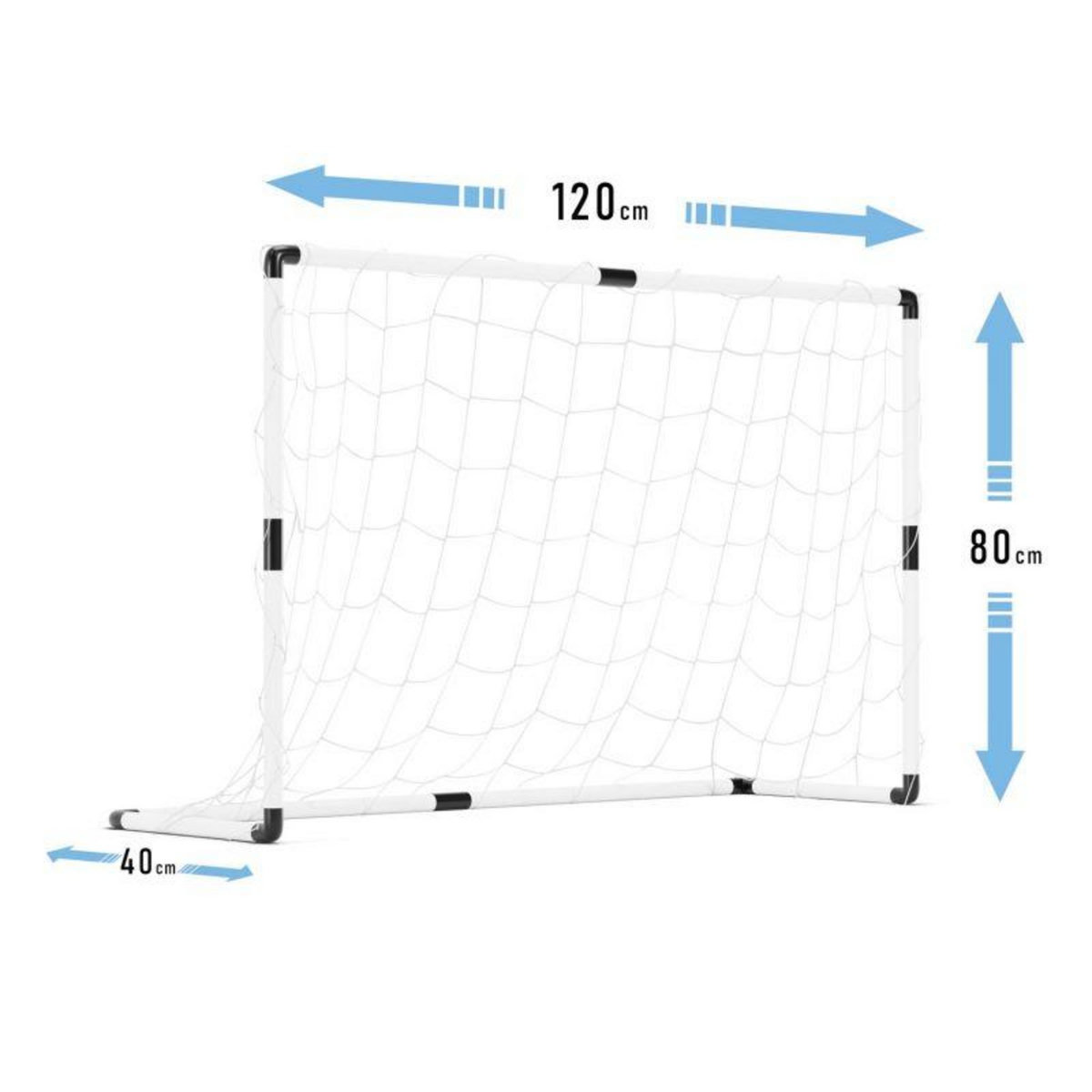 PLAY4FUN 2 cages de foot pour enfant 120 x 80cm, 1 ballon et pompe inclus, intérieur/extérieur