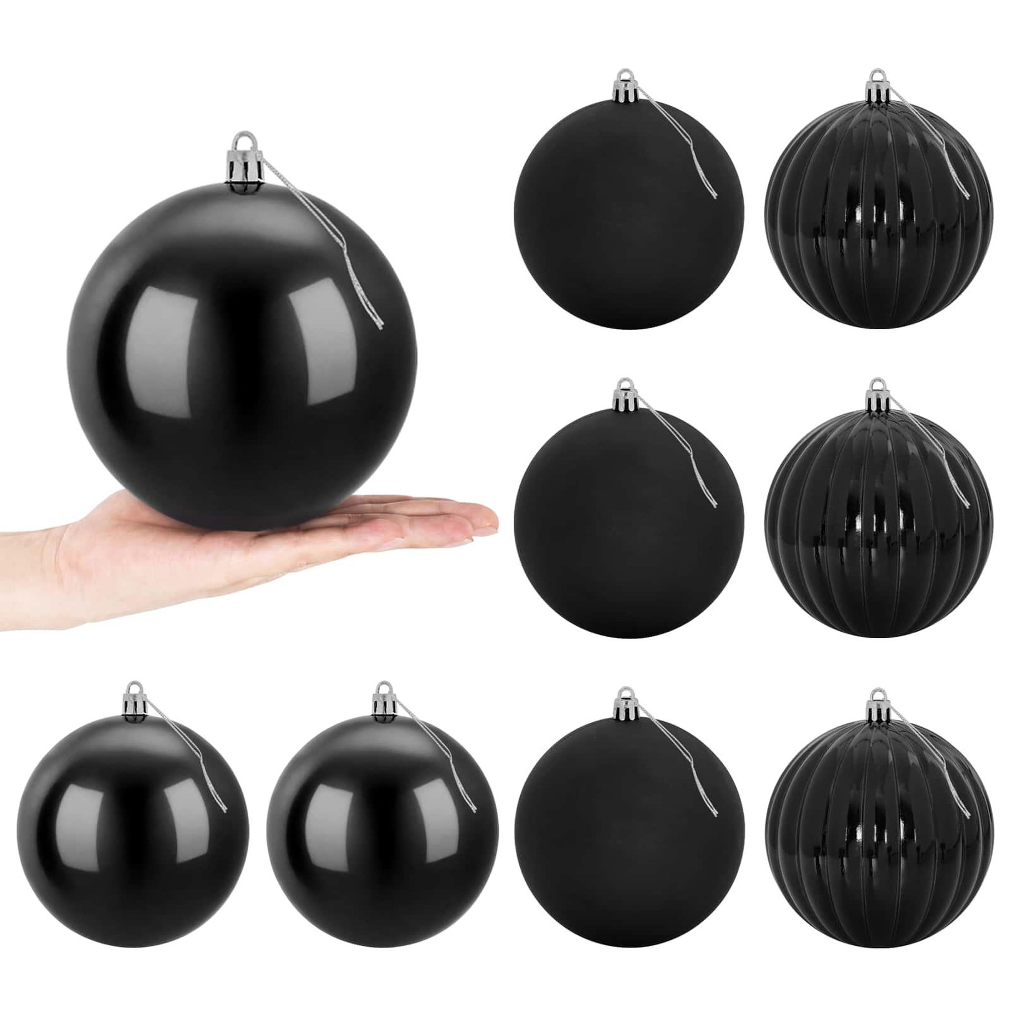 VIDAXL Ensemble de boules de Noël XL 9 pc Noir Diam. 15 cm Plastique