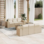 VIDAXL Salon de jardin avec coussins 7 pcs beige resine tressee