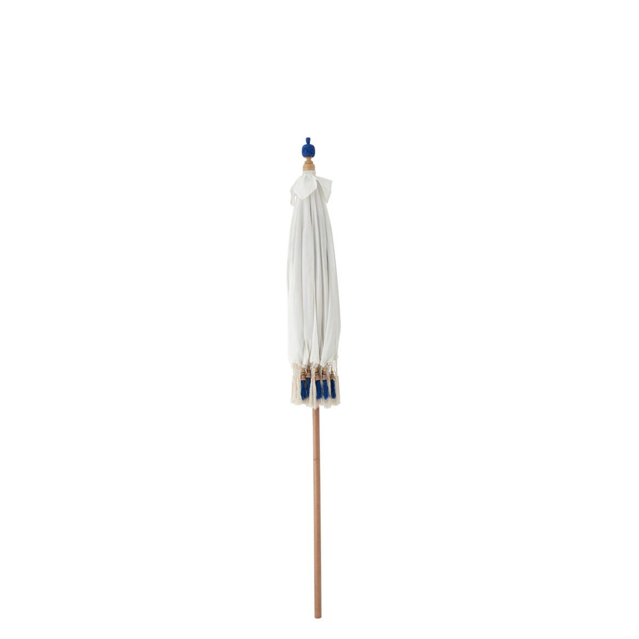 Voir la diapositive 6 : J-LINE Parasol rond à franges  flavie  180cm écru & bleu
