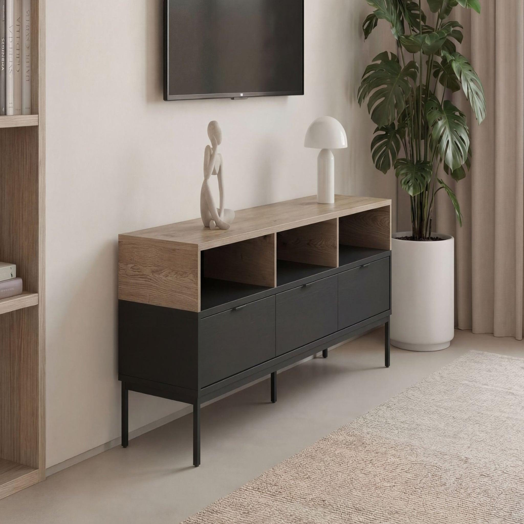 Voir la diapositive 3 : CASANOVA PARIS Eline - meuble tv 180cm en mélamine - noir