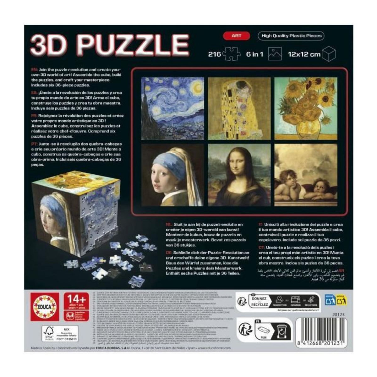 EDUCA Set 6 puzzles x 36 pièces 3D Educa Art