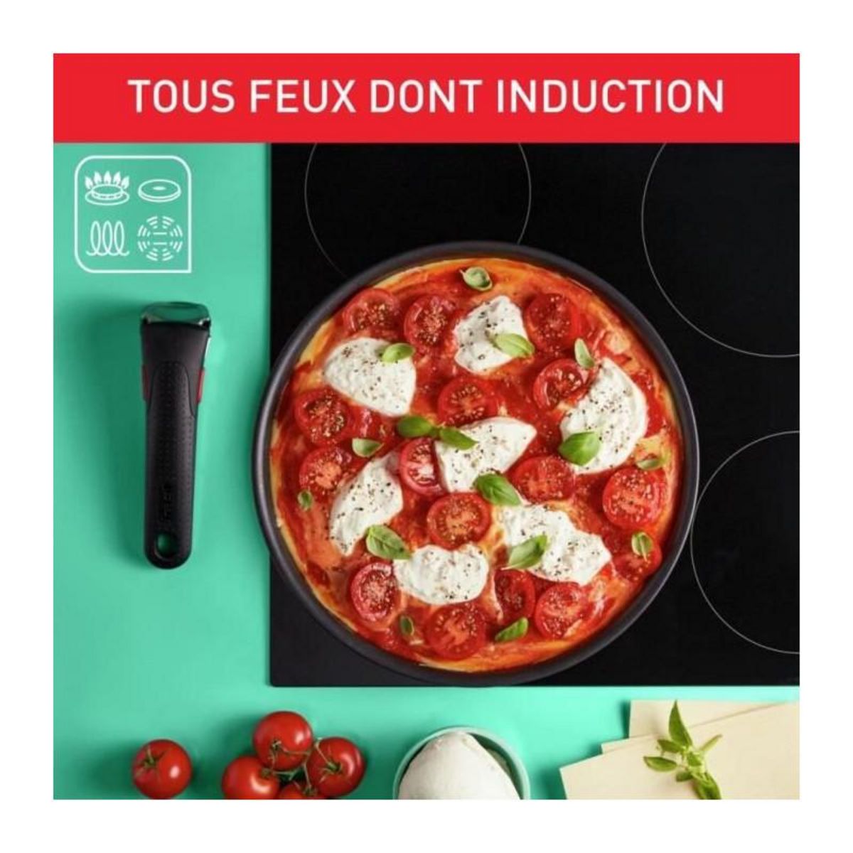 TEFAL TEFAL L3989502 INGENIO DAILY CHEF Rouge Surprise Set 10 pieces, revetement antiadhésif, tous feux dont induction