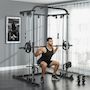 Voir la diapositive 2 : HOMCOM Station de musculation double polie barre de traction et barre longue musculation acier noir