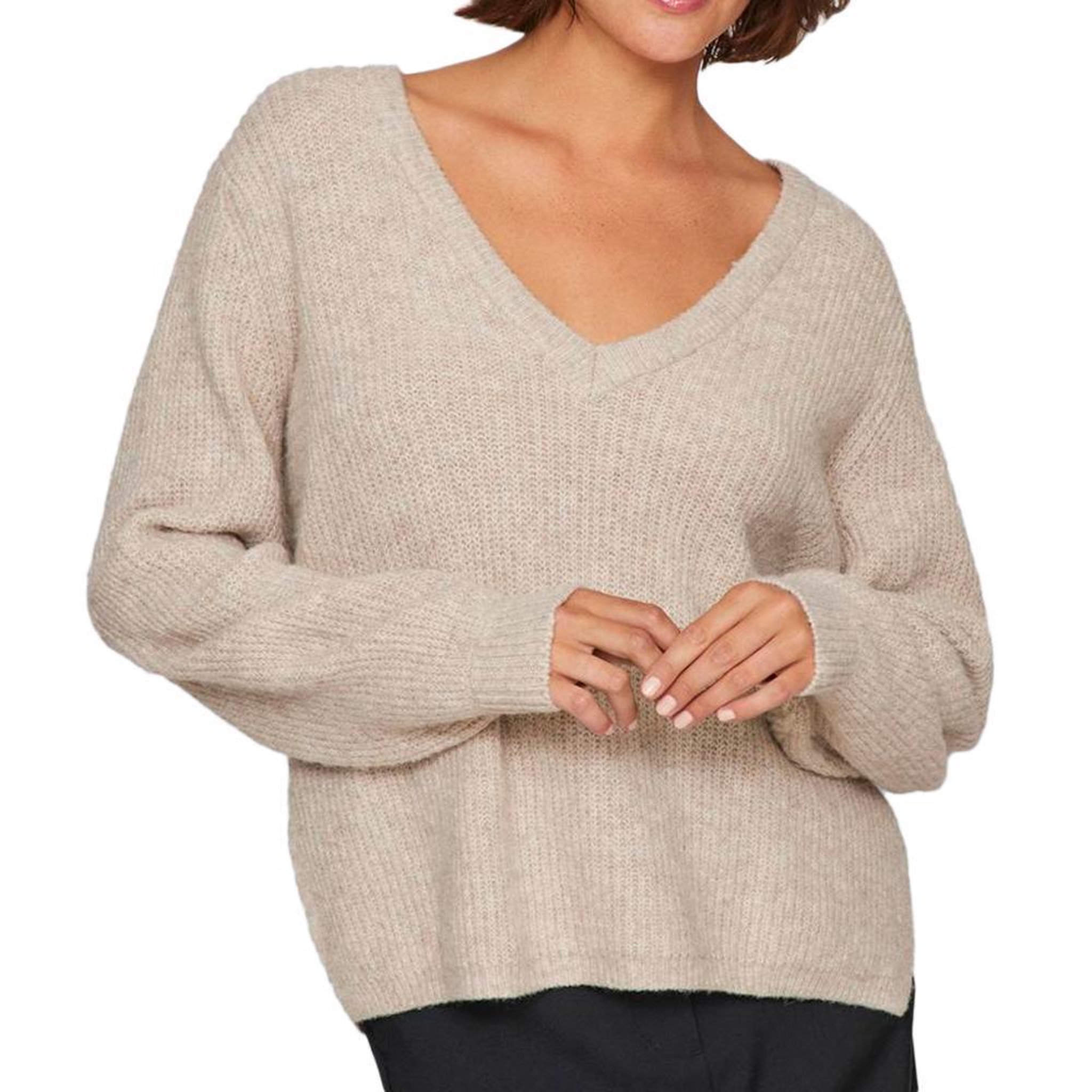 Voir la diapositive 1 : Vila Pull Beige Femme Vila Vibeluna