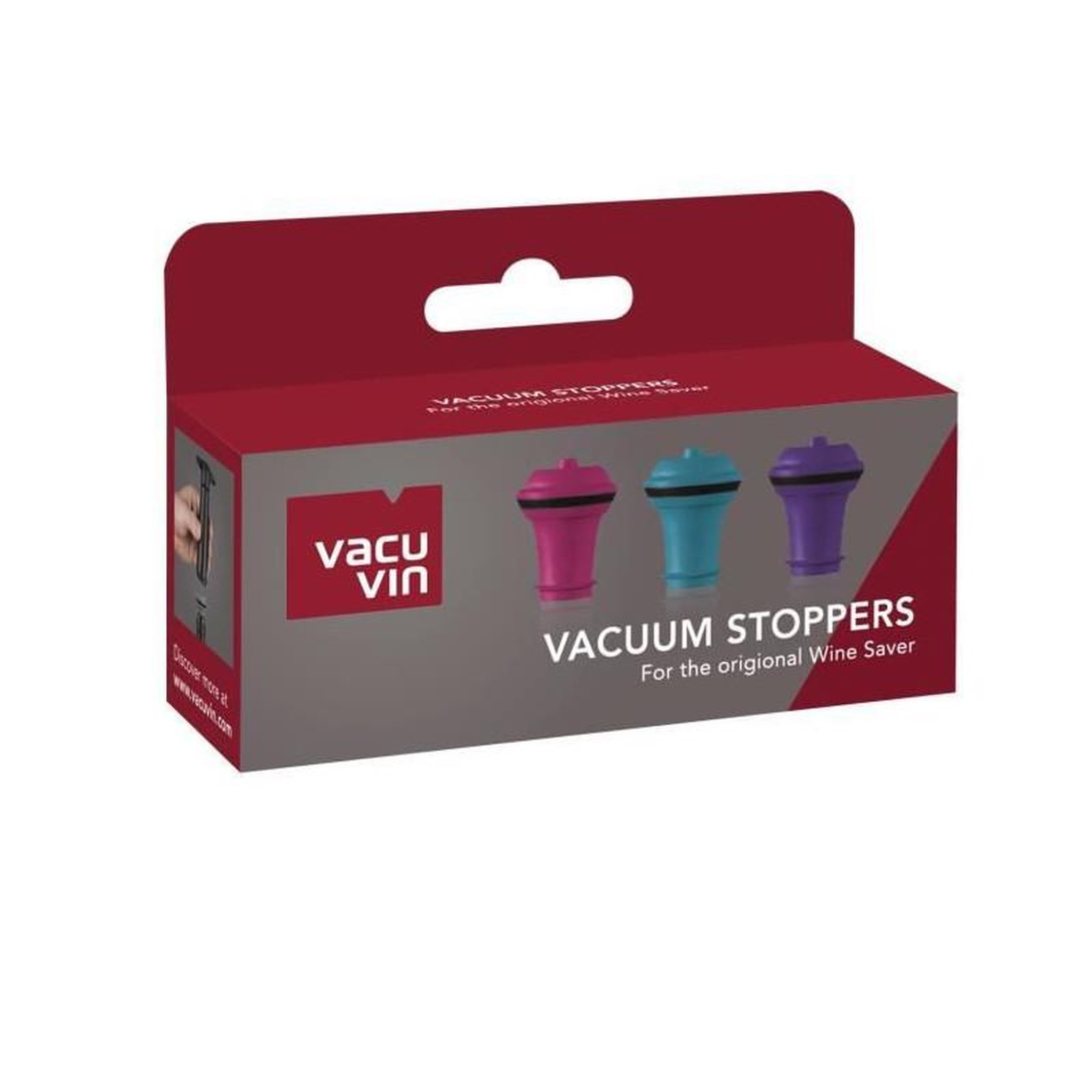 Voir la diapositive 3 : Vacu vin 3 bouchons à vide VacuVin couleur