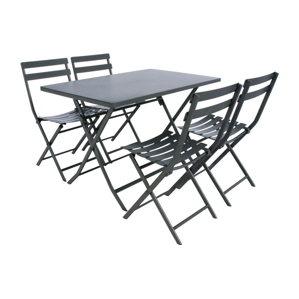 HESPERIDE Ensemble table de jardin pliante + 4 chaises Greensboro - Graphite