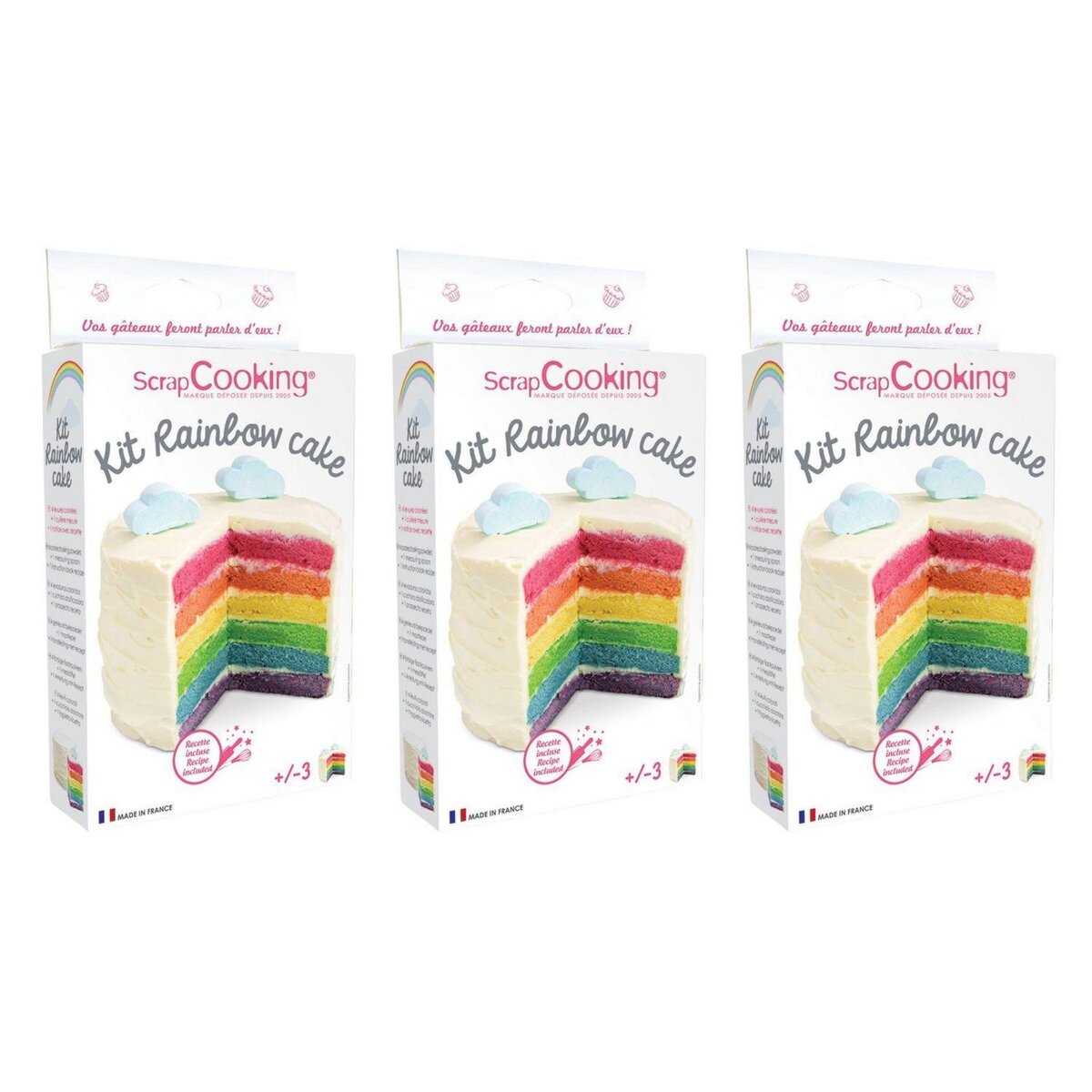 SCRAPCOOKING 3 kits Rainbow Cake