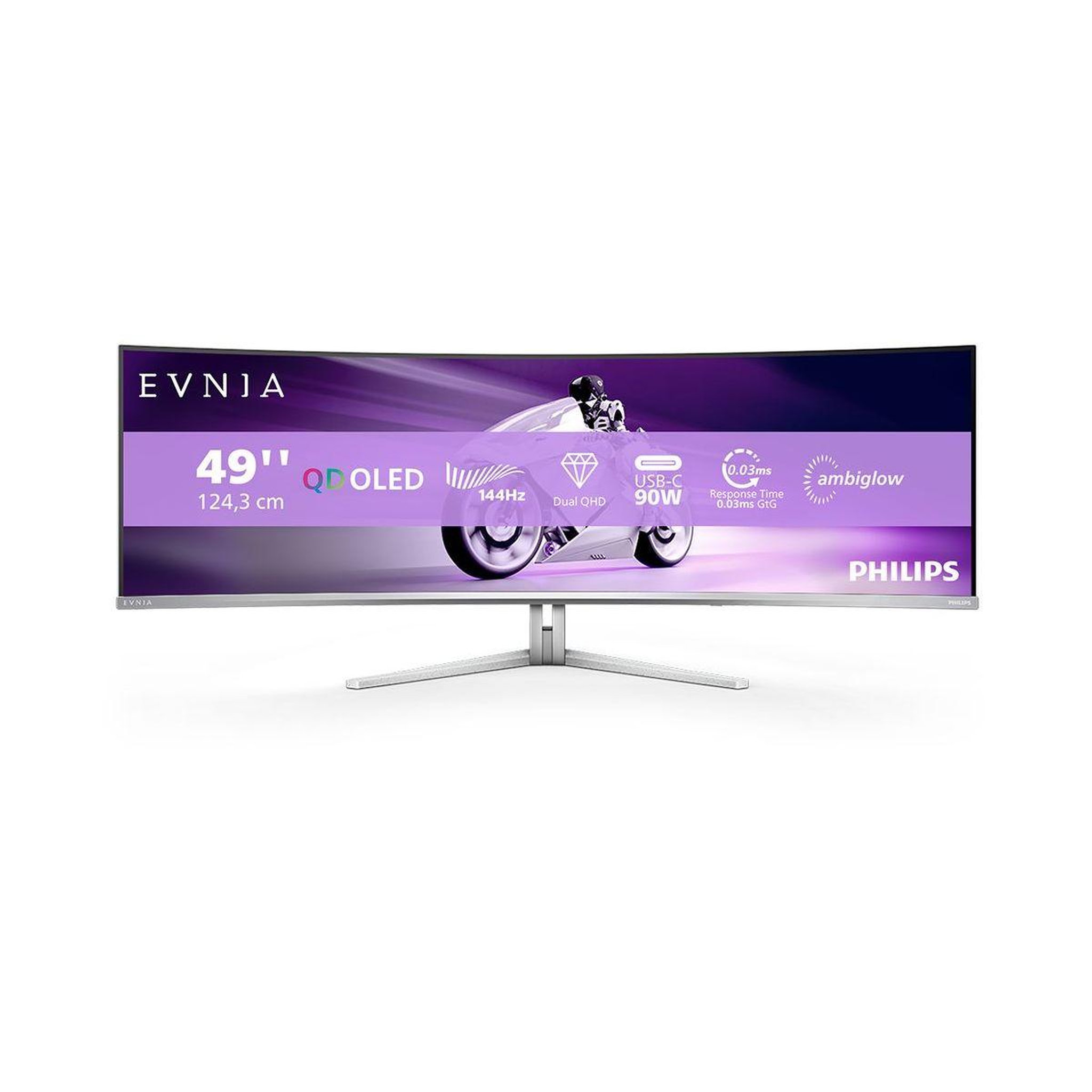 Philips Ecran pc gamer evnia 49m2c8900l 49  incurvé qhd 144hz qd-oled hdr 400 hdmi 2.1 ambiglow