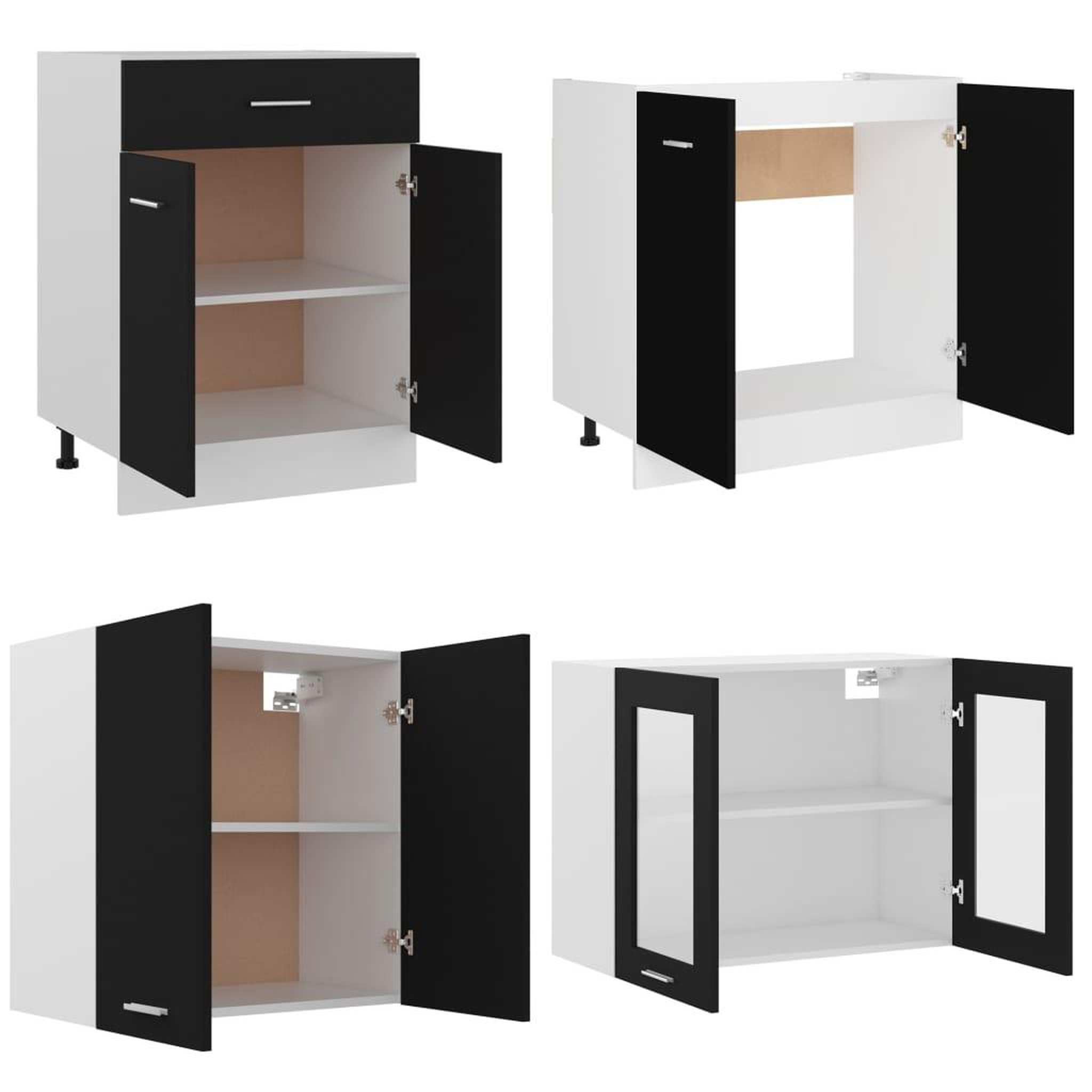Voir la diapositive 5 : VIDAXL Ensemble de meubles de cuisine 4 pcs Noir Agglomere