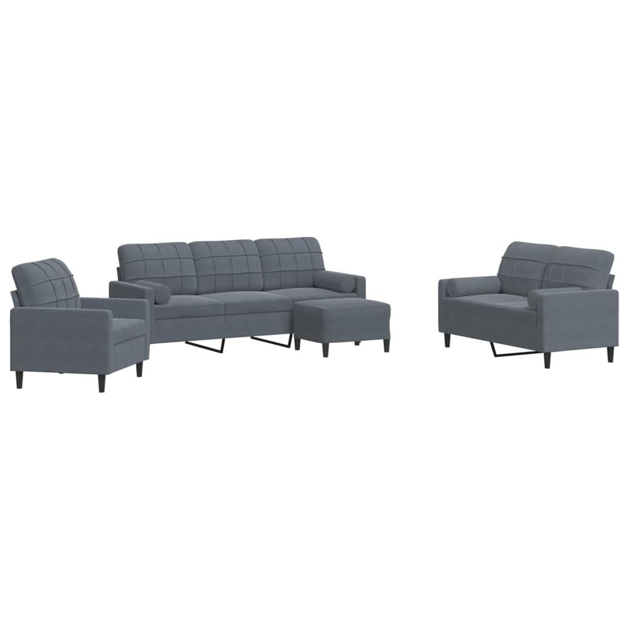 Voir la diapositive 2 : VIDAXL Ensemble de canapes 4 pcs avec coussins et traversins velours