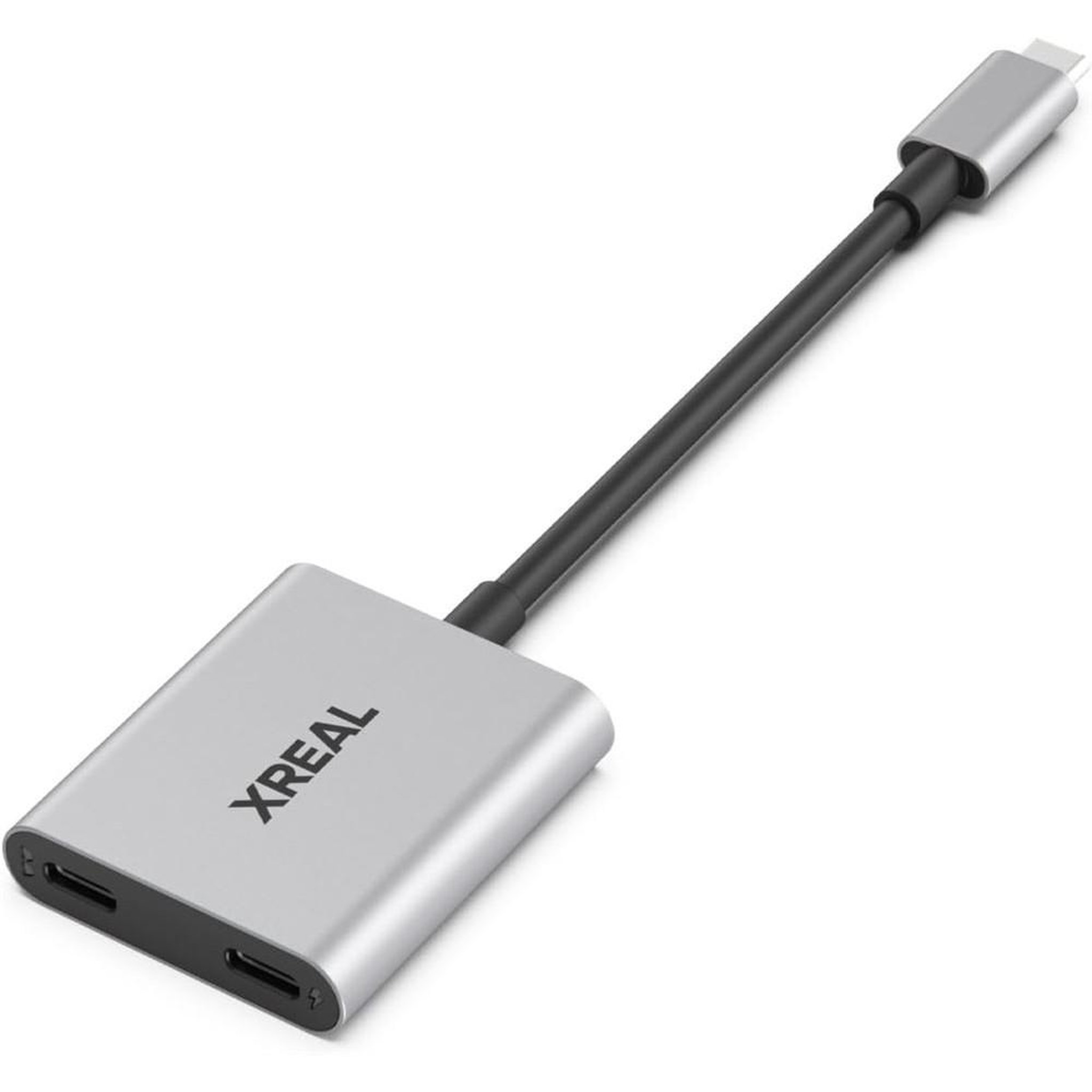 Hub adaptateur pour lunettes ar avec usb-c pd, 2 ports usb-c femelles et aluminium gris sidéral