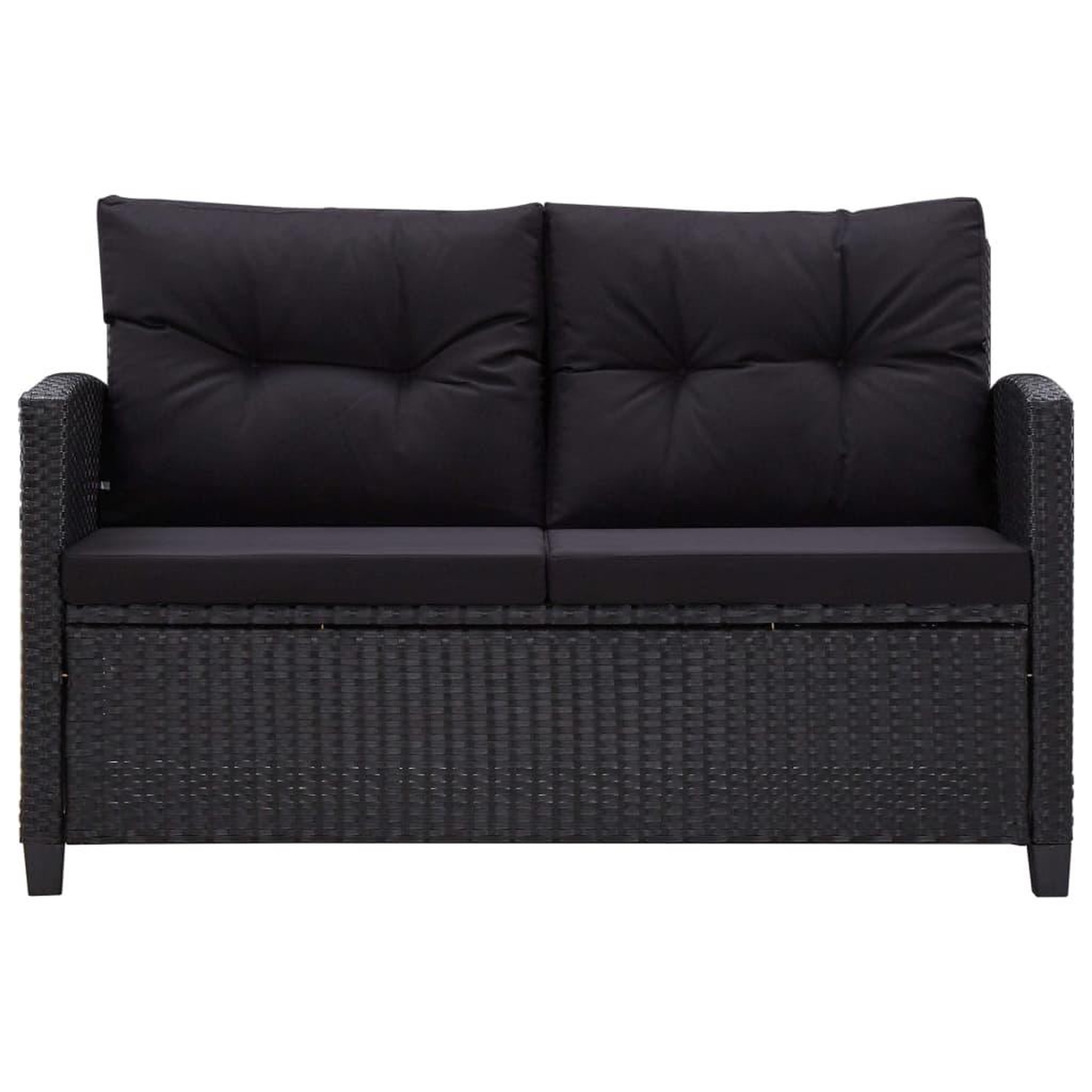 Voir la diapositive 4 : VIDAXL Ensemble a manger de jardin coussins noirs 3 pcs Resine tressee