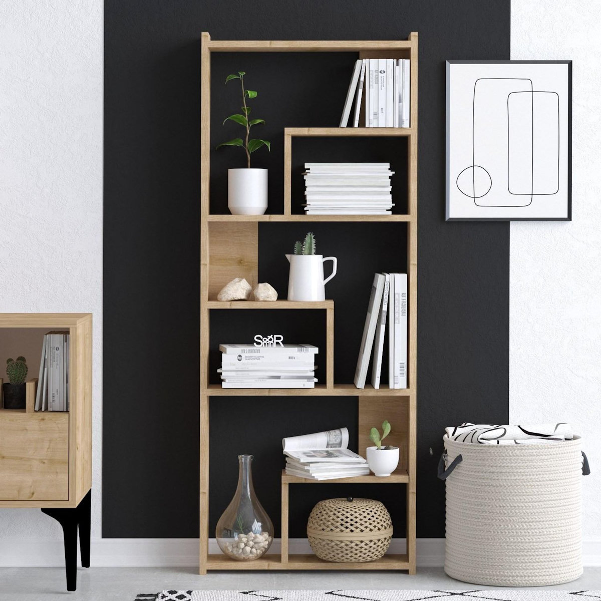 Habitat et Jardin Bibliothèque en bois  Megg  - 60 x 15 x 150 cm - Chêne