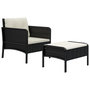 Voir la diapositive 3 : VIDAXL Salon de jardin 2 pcs avec coussins Noir Resine tressee