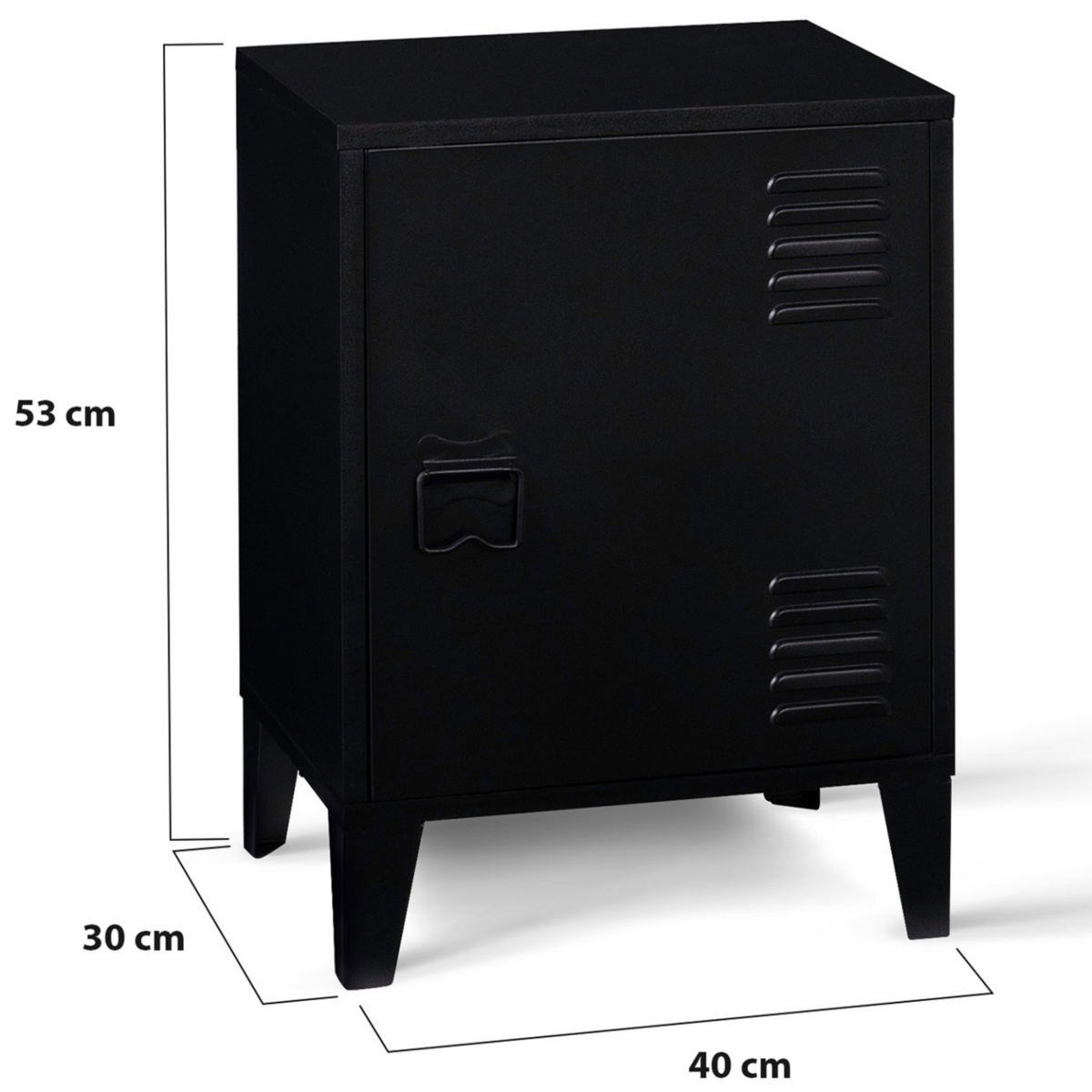 ID MARKET Table de chevet ESTER 1 porte métal noir design industriel