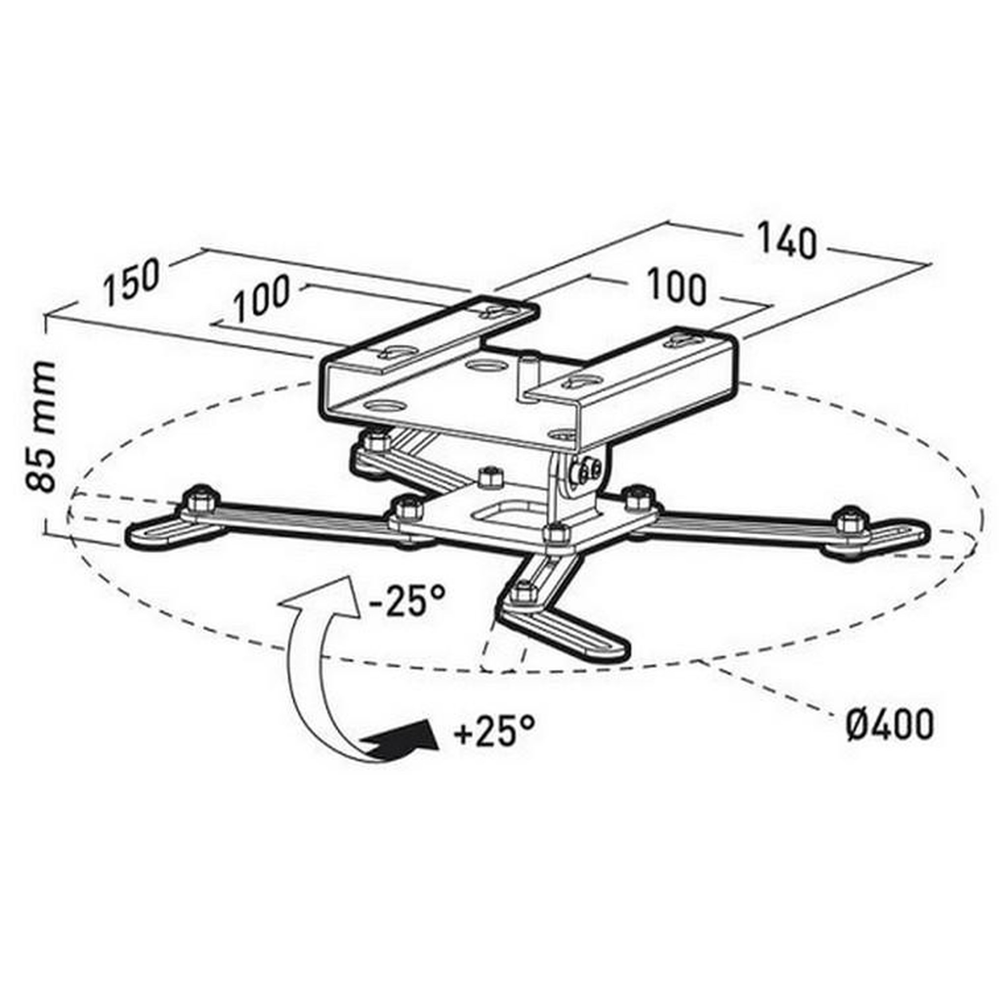 Voir la diapositive 2 : Erard Support plafond pour vidéoprojecteur argent - 2427