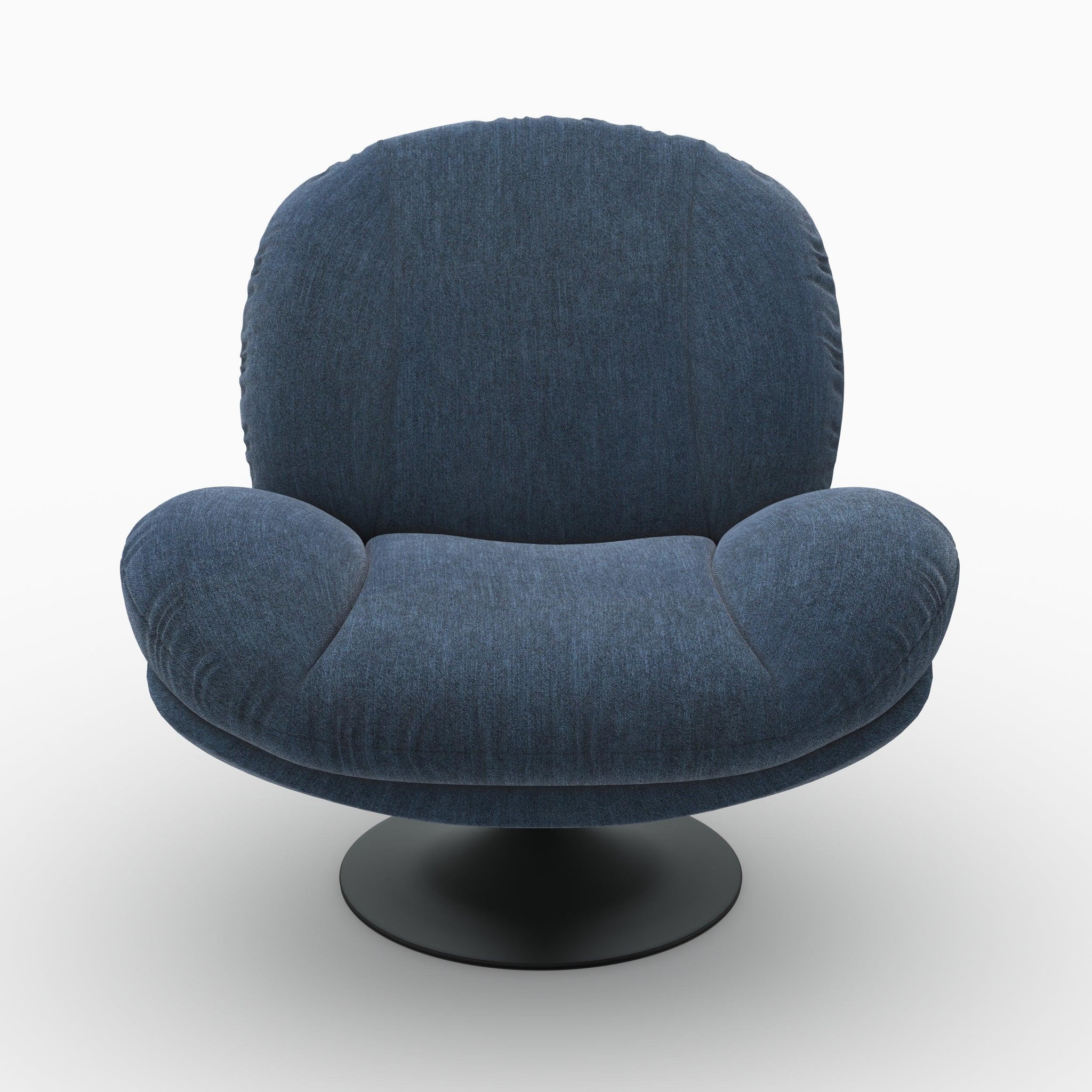 Voir la diapositive 6 : MAISON PAVANE Fauteuil pivotant en tissu effet velours bleu nuit-ricci