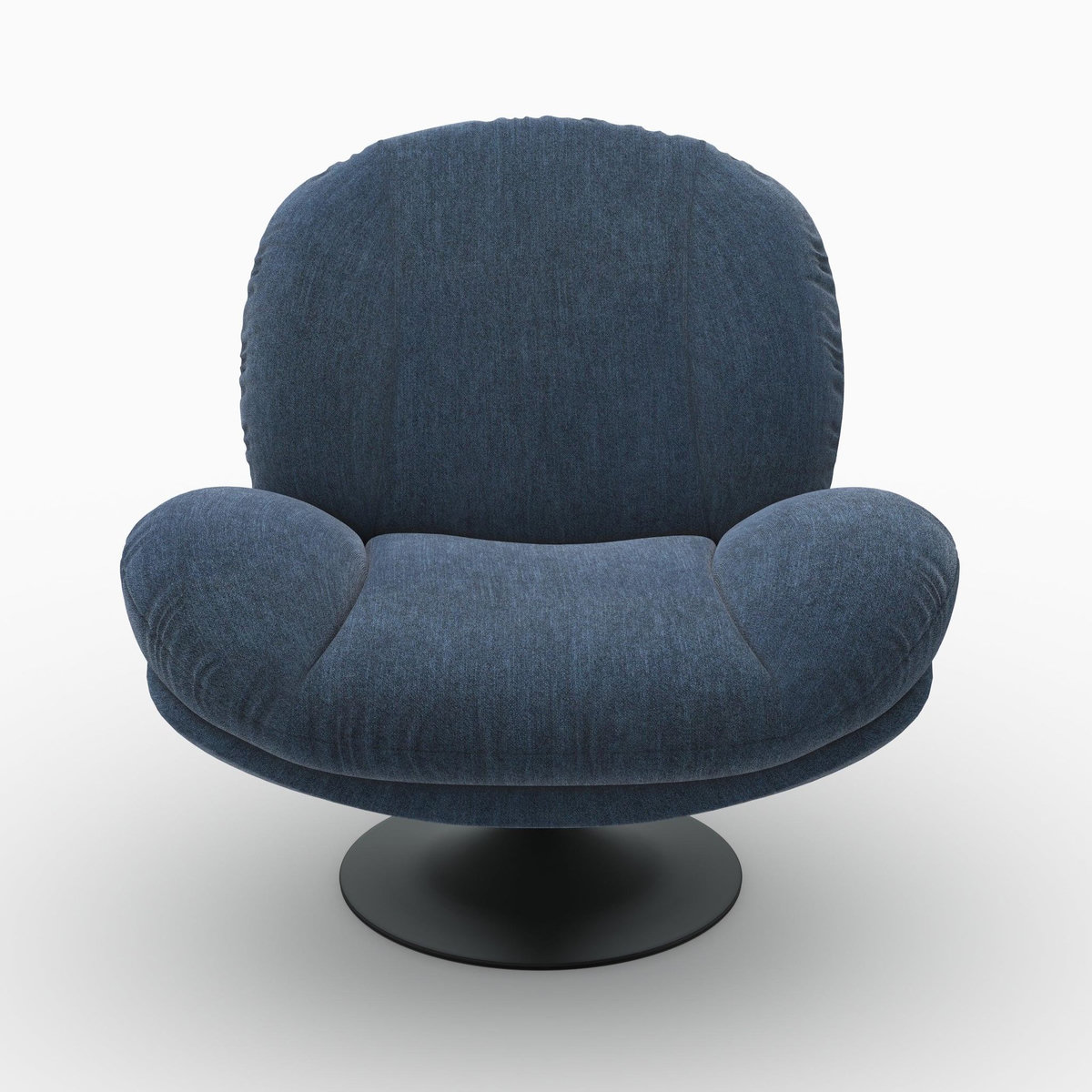 Rendez vous déco Fauteuil pivotant en tissu effet velours bleu nuit-Ricci