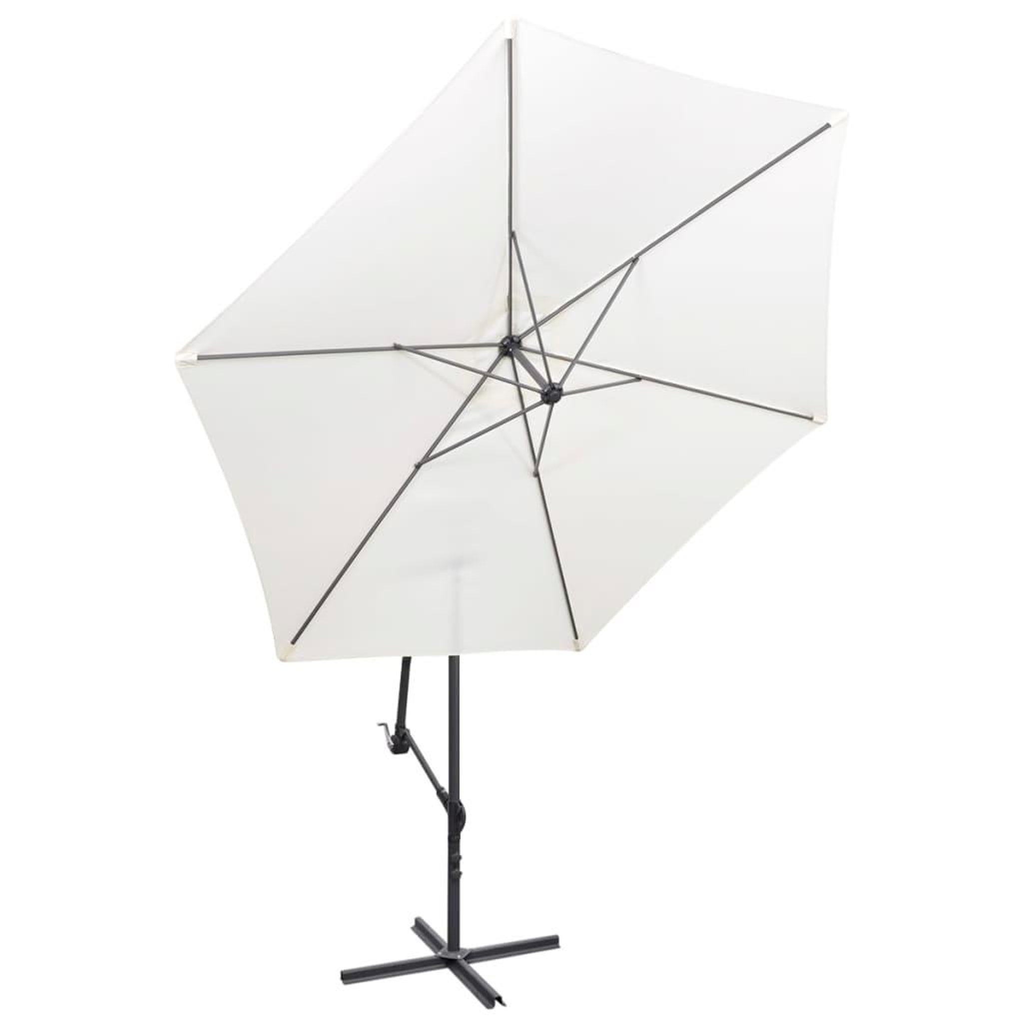 Voir la diapositive 2 : VIDAXL Parasol de jardin en porte-a-faux 3 m blanc sable