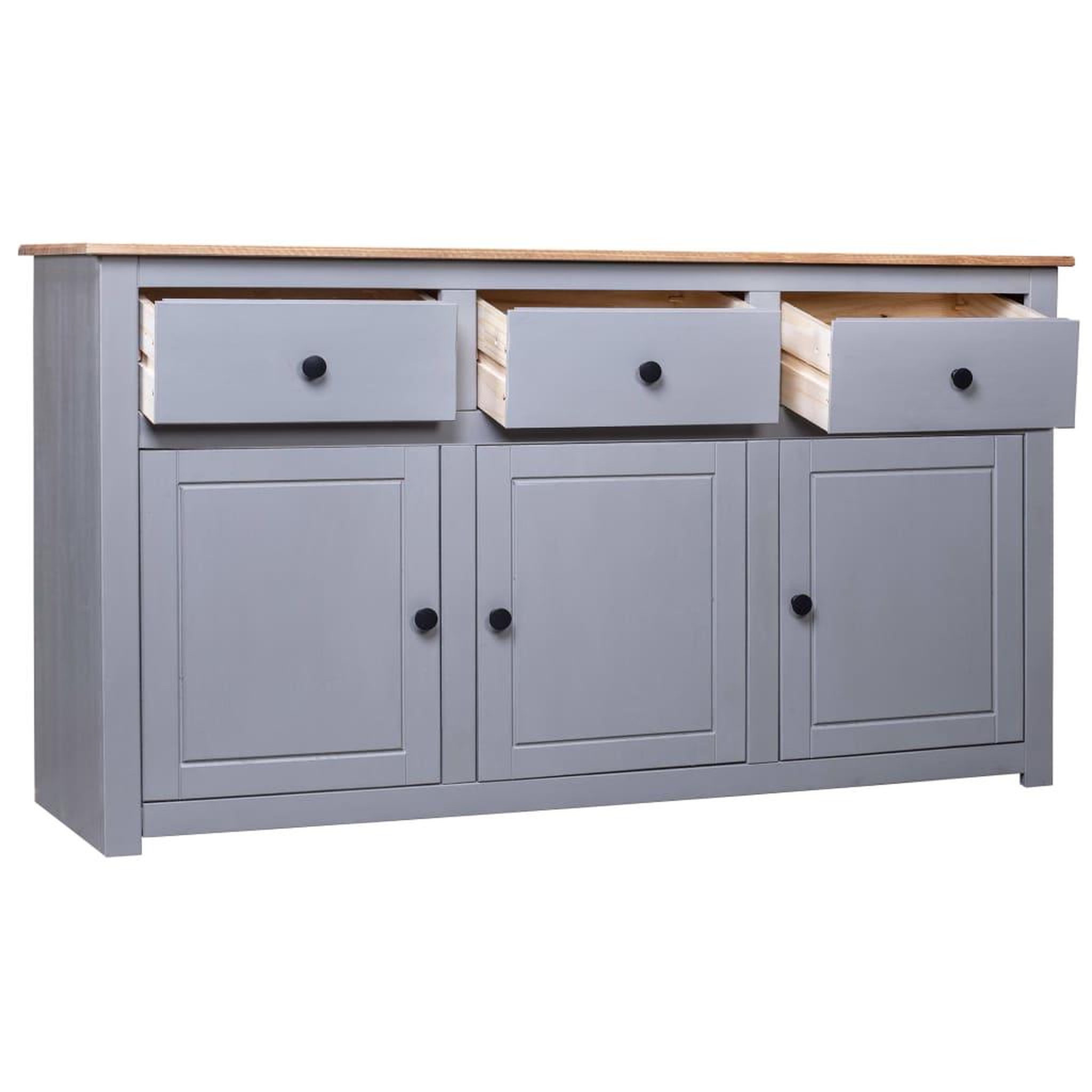 Voir la diapositive 3 : VIDAXL Buffet Gris 135x40x80 cm Pin solide Assortiment Panama