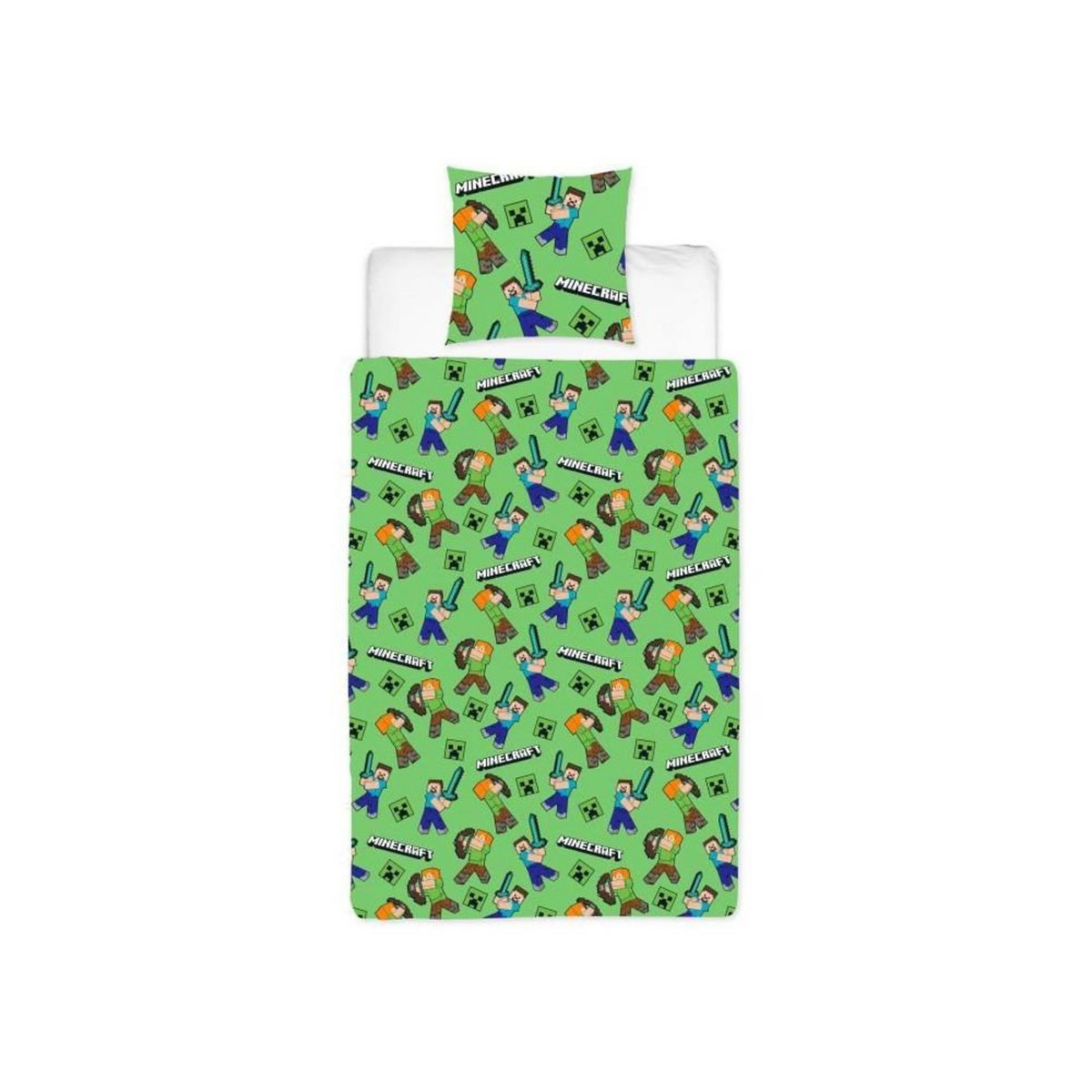MINECRAFT Parure de lit - MINECRAFT - Microfibre - 1 housse de couette 140 x 200 cm + 1 taie 63 x 63 cm
